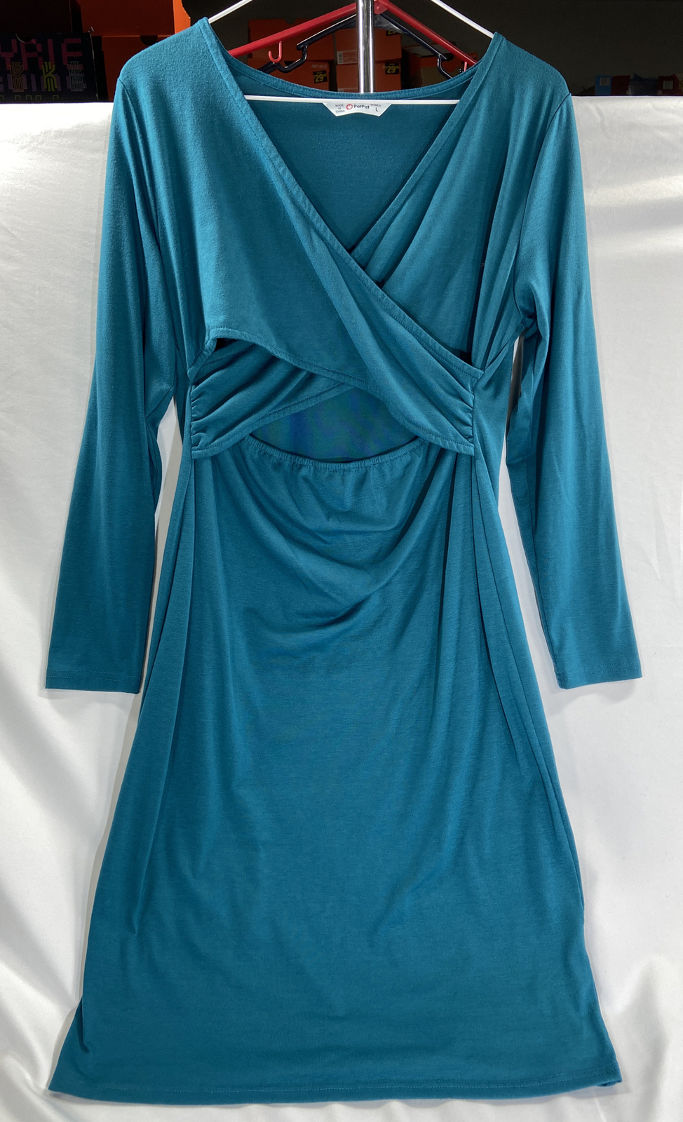 Pat Pat V-Neck Stretch Long Sleeve Dress Kelly Green Women’s Size Large