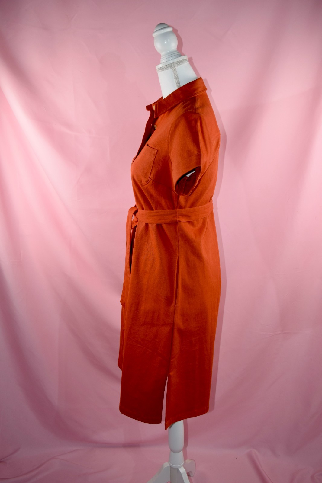 Chadwicks Petite Rust Orange Cotton Blend Button-Up Shirtdress | Size 4P