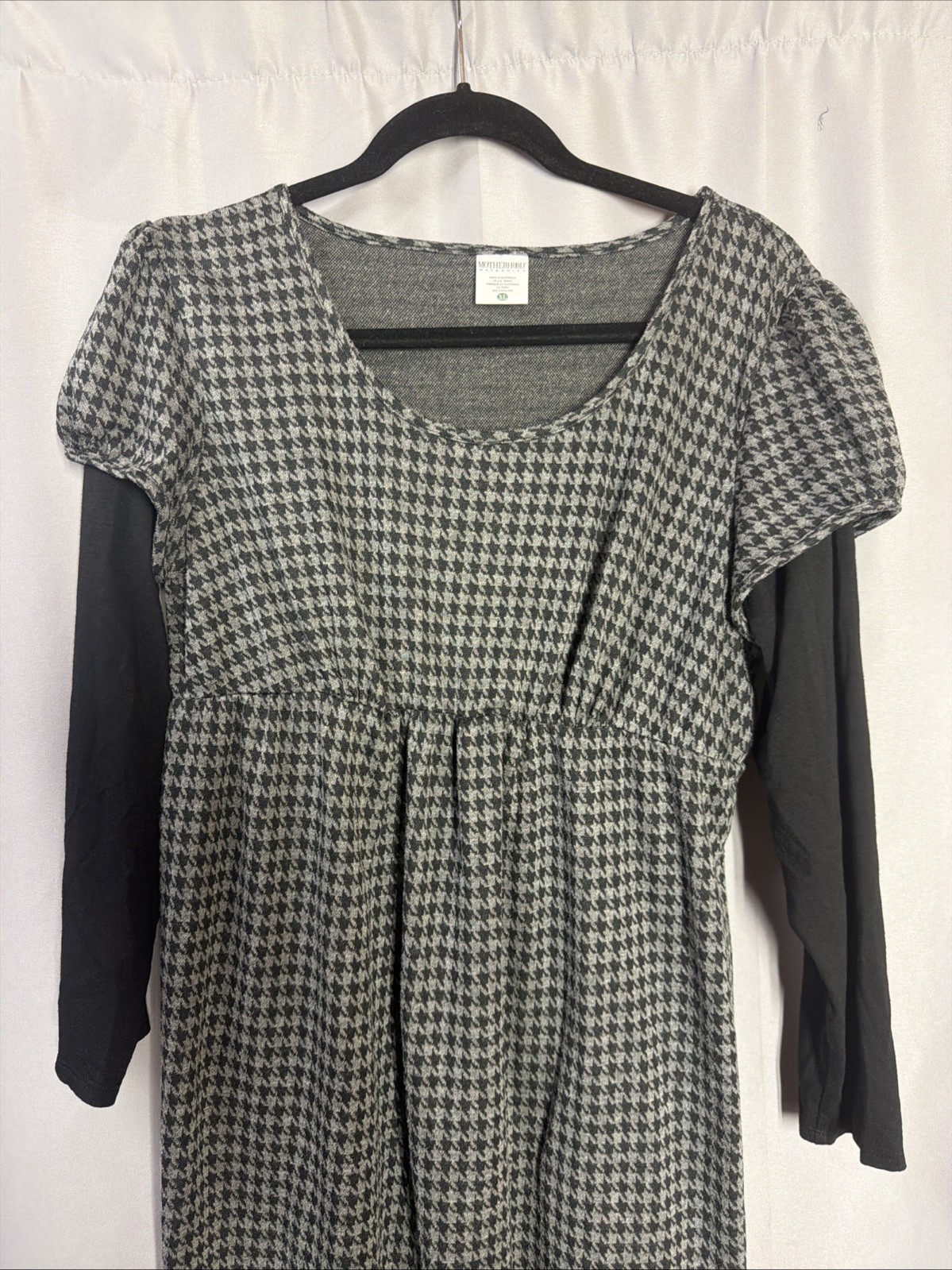 Motherhood Maternity Gray Black Stars Midi Dress Long Sleeve Goth Dark XL