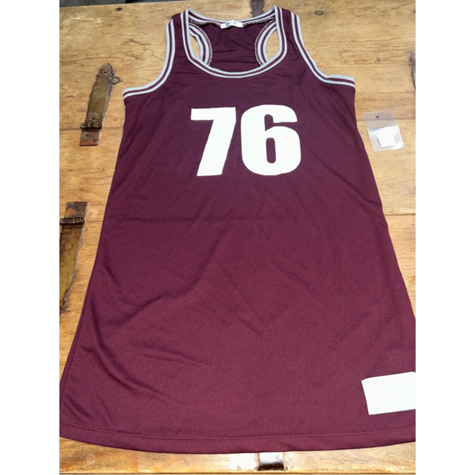 Maroon ’76’ Sleeveless Jersey Dress size small