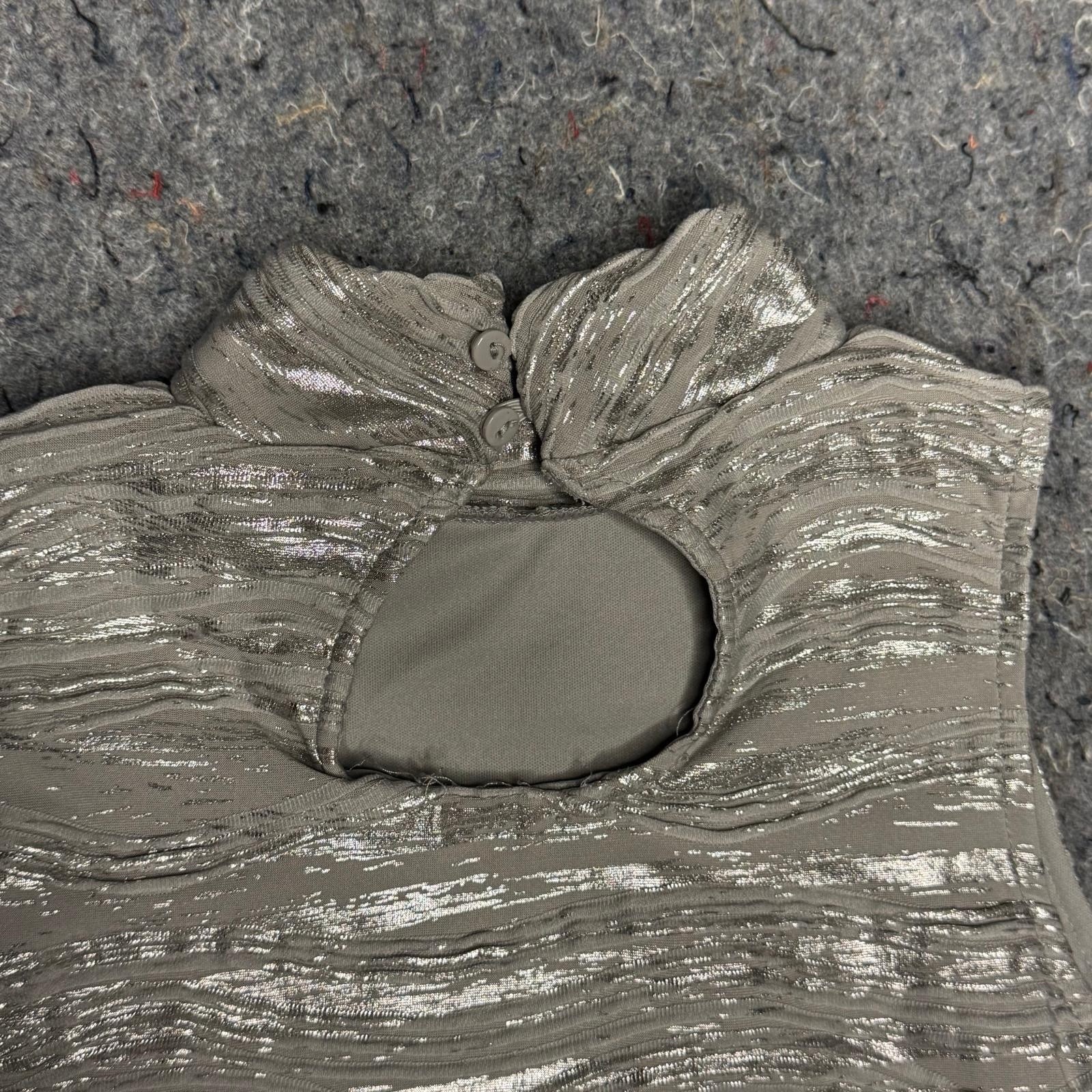 Silver Metallic Bodycon Mini Dress Womens 32 = US 2-4 S Party Club Going Out