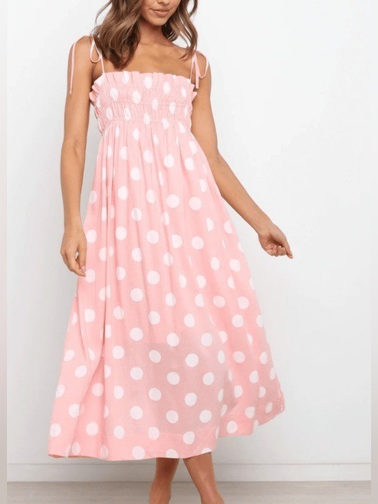 Petal & Pup Pink Polka Dot Margaret Midi Dress Size 10