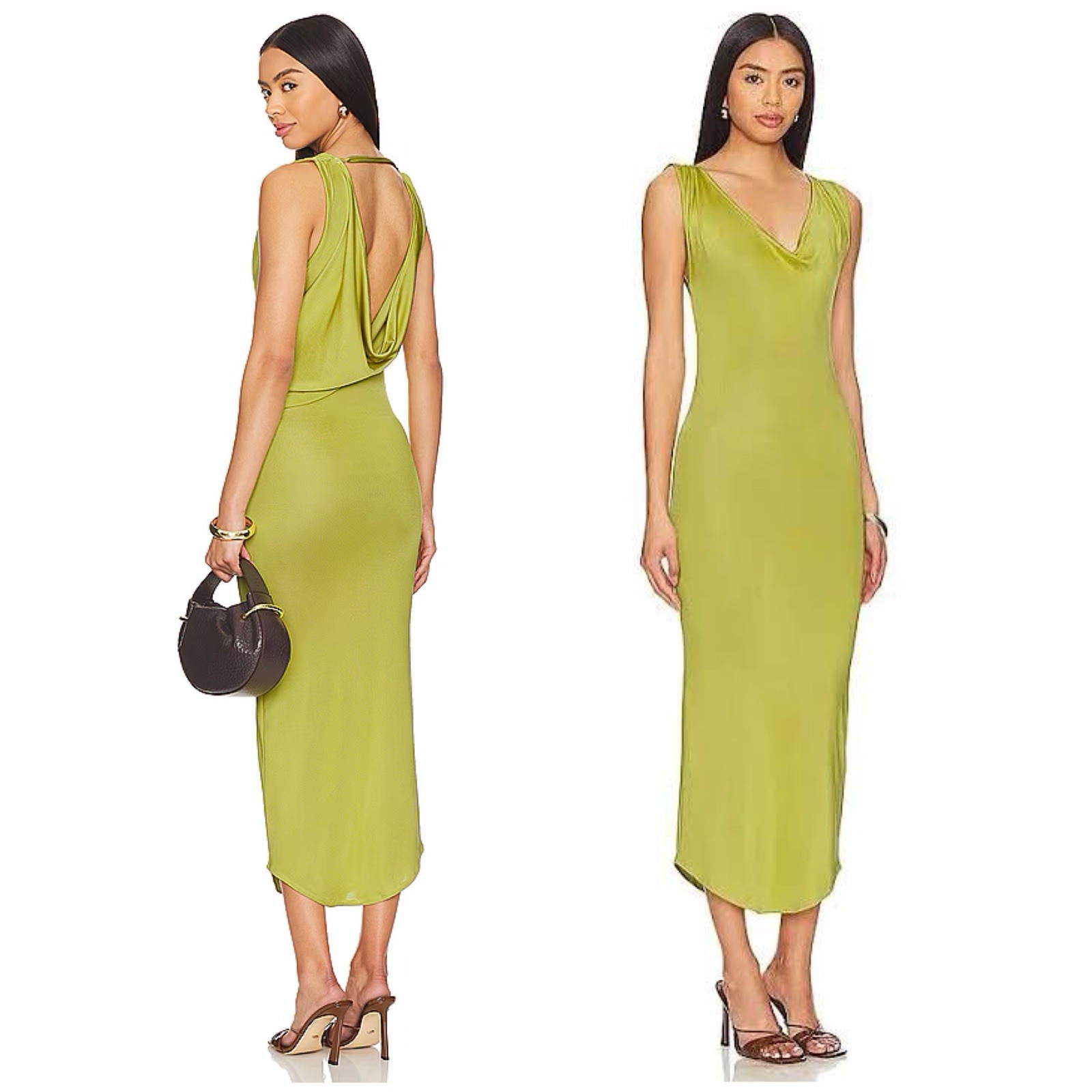 Asta Resort Chloe Midi Open Back Dress in Chartreuse Size Women’s Small
