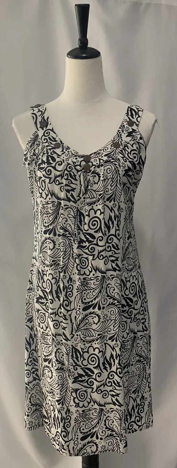 Hand Kreation Black White Paisley Floral Shift Dress Size 3 X-Small/Small