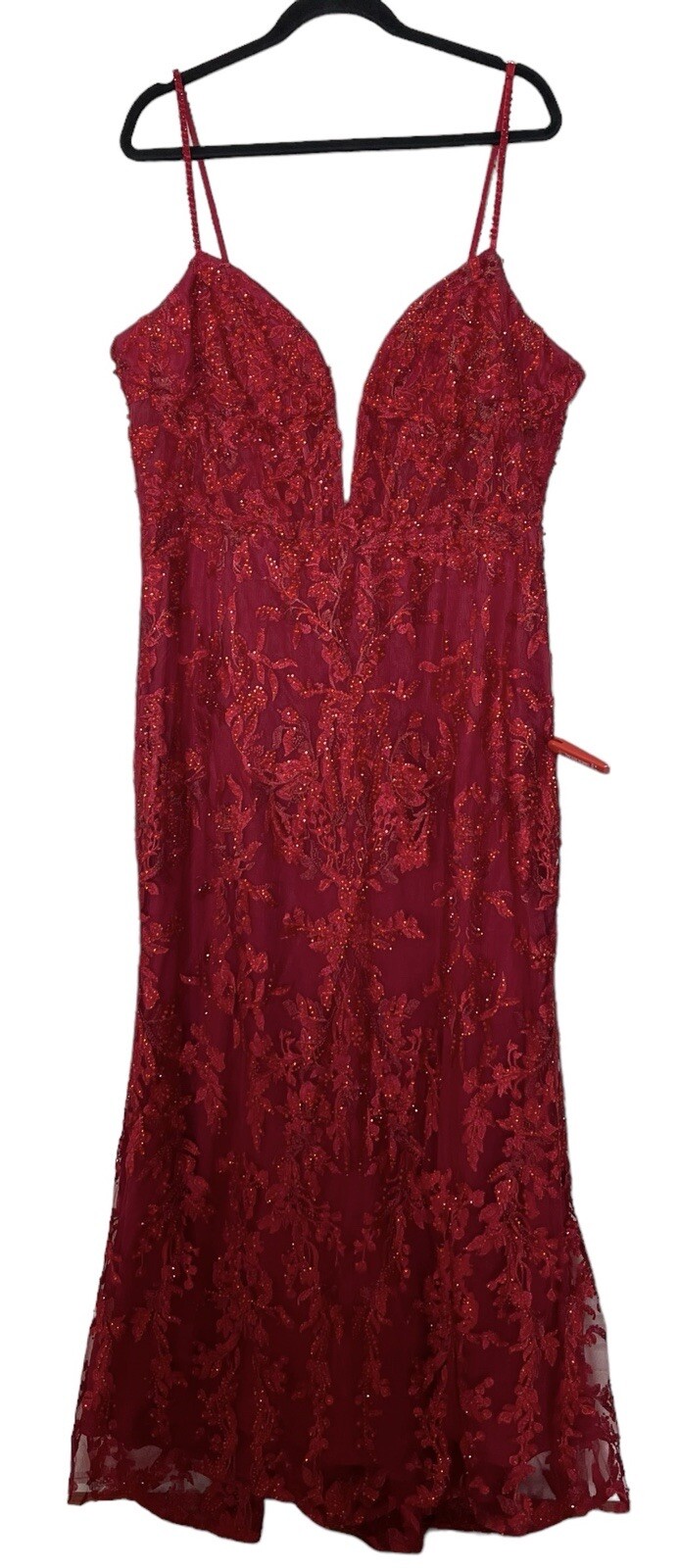 Mac Duggal Gown Dress Womens Size 18 Mermaid Red Lace Sequin Beaded 20330 $798