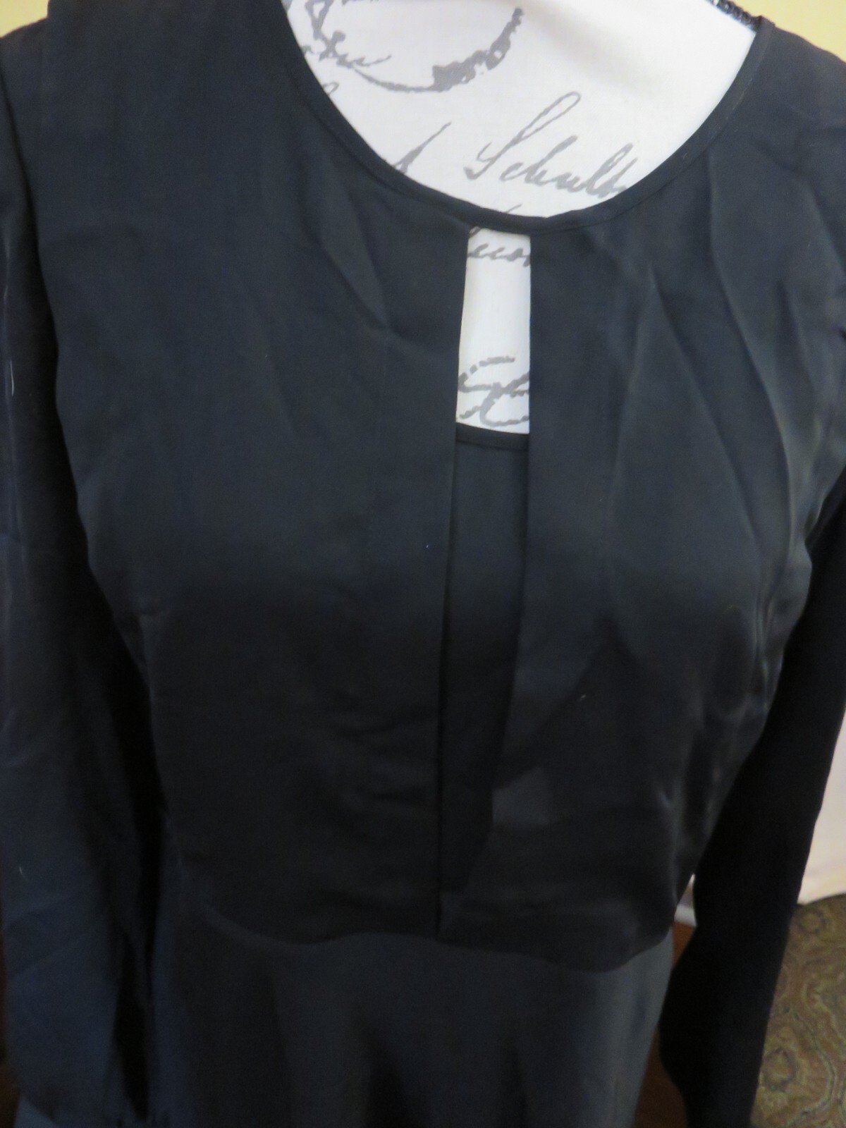 Finity Black long-sleeved dress with a flare skirt, size 14, NWT