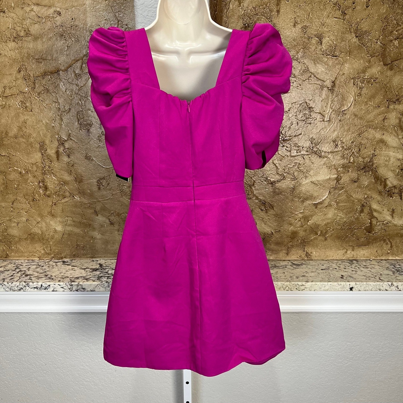 NWT DO+BE Mini Dress Small Magenta Puff Sleeve Sweetheart Neckline Barbiecore
