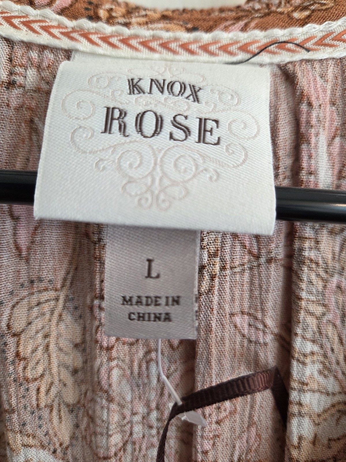 Knox Rose Dress Womens L Orange Rust Flutter Short Sleeve Tier Maxi Floral Boho