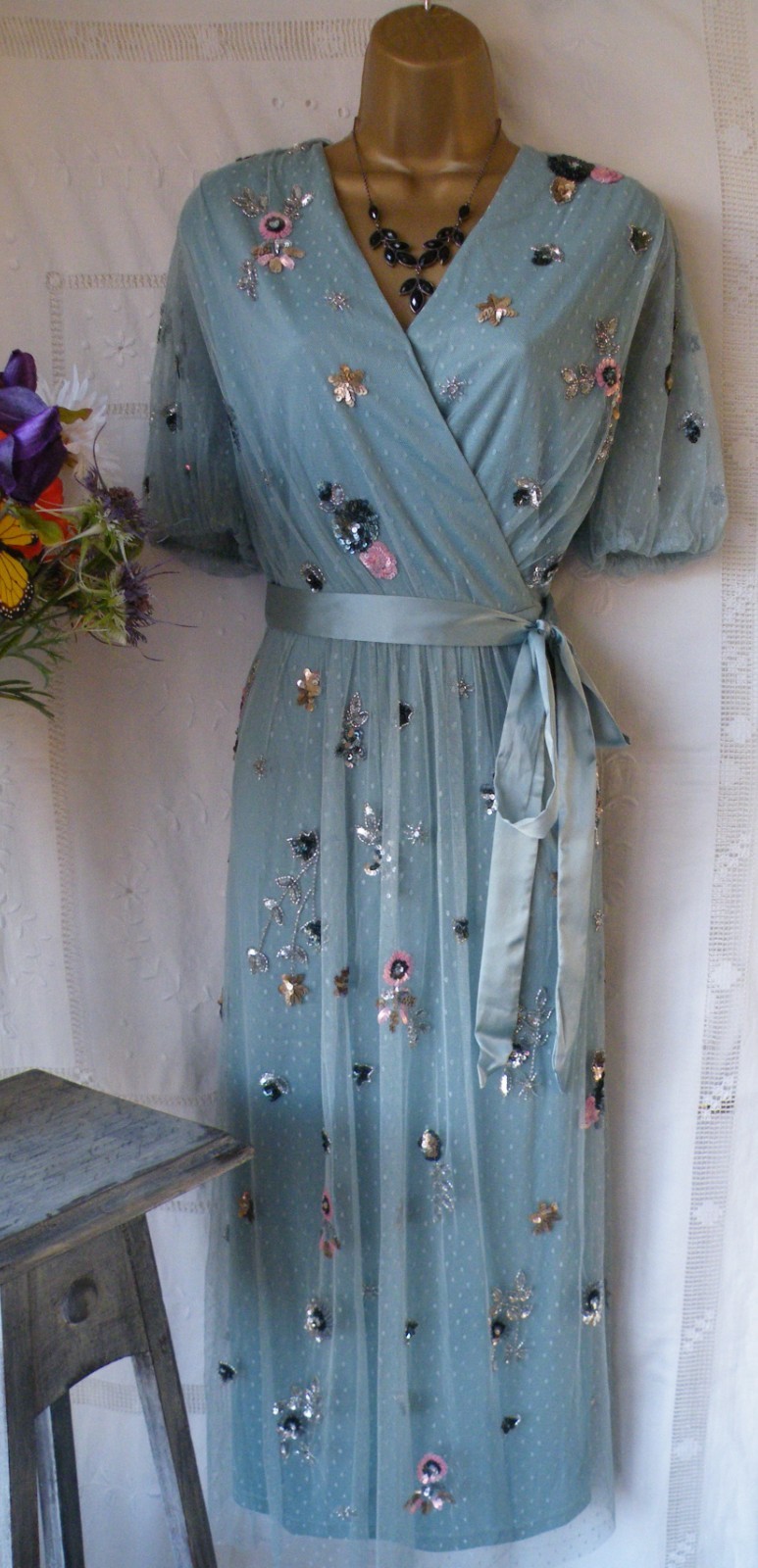 👗***** MONSOON PRE-OWNED “ROSALEE BLUE” DRESS SIZE 18******👗