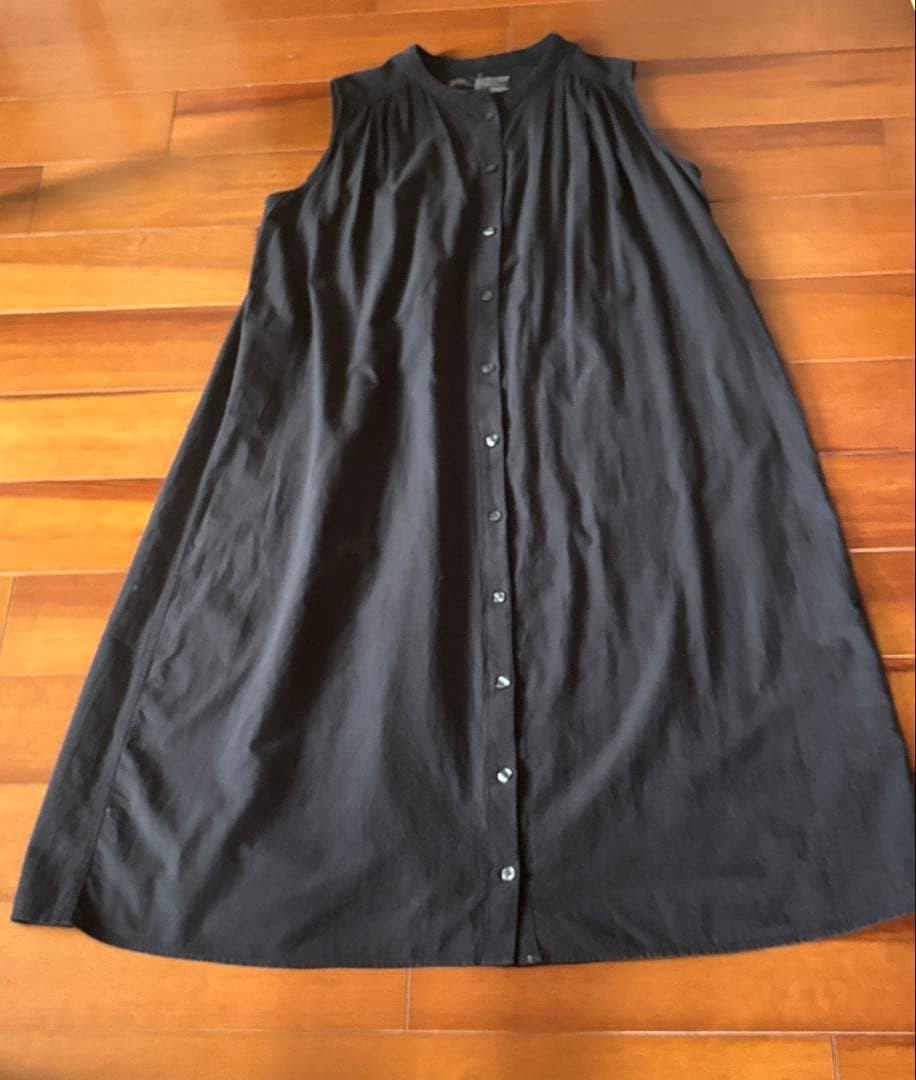 MUJI Strong Twist Sleeveless Dress Black S Band Collar