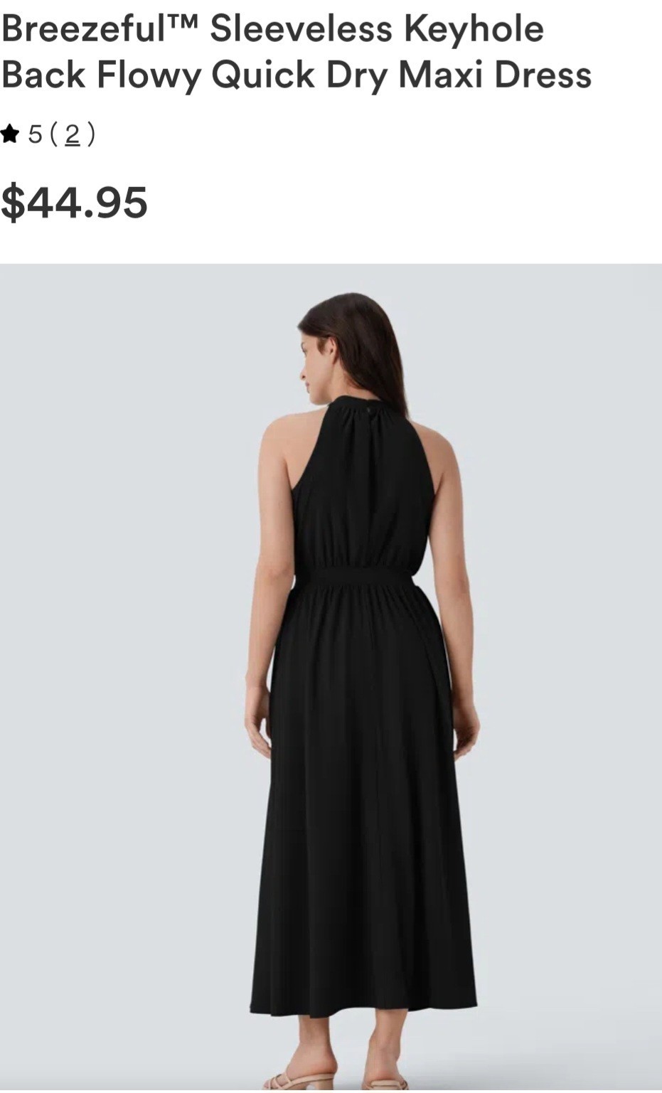 Halara Breezeful Sleeveless Keyhole Back Flowy Quick Dry Maxi Dress Sz. L. NWT