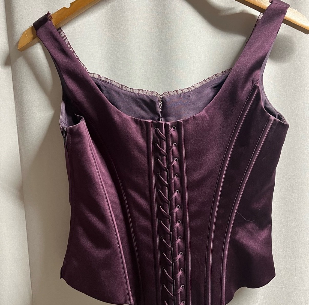 Purple/ Burgundy/ Plum Matching Top and Skirt Set With Lace Up Back/ Ruffles