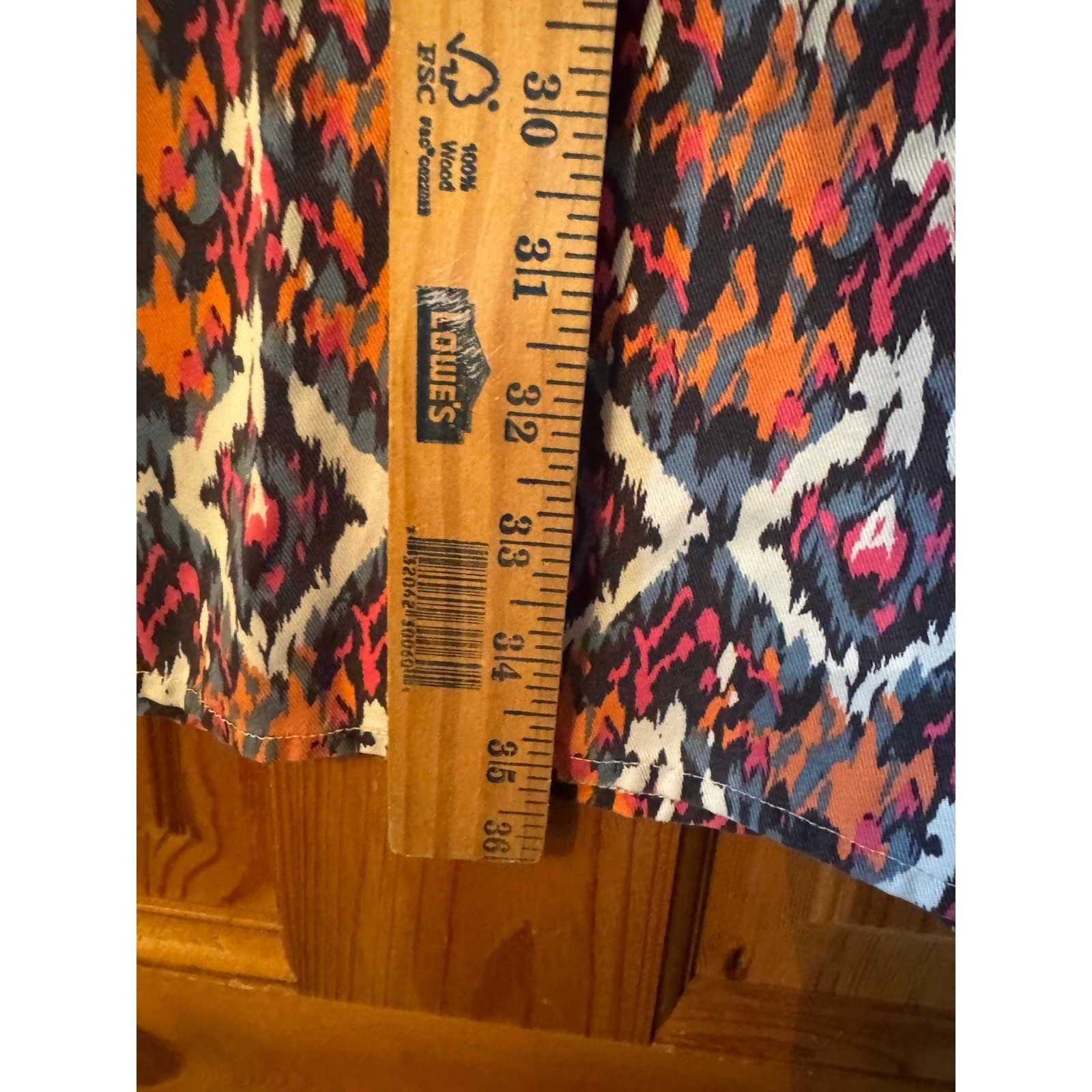 KAVU Sleeveless Ikat Diamond Print Shift Dress Blue Pink Orange Size M Pocket
