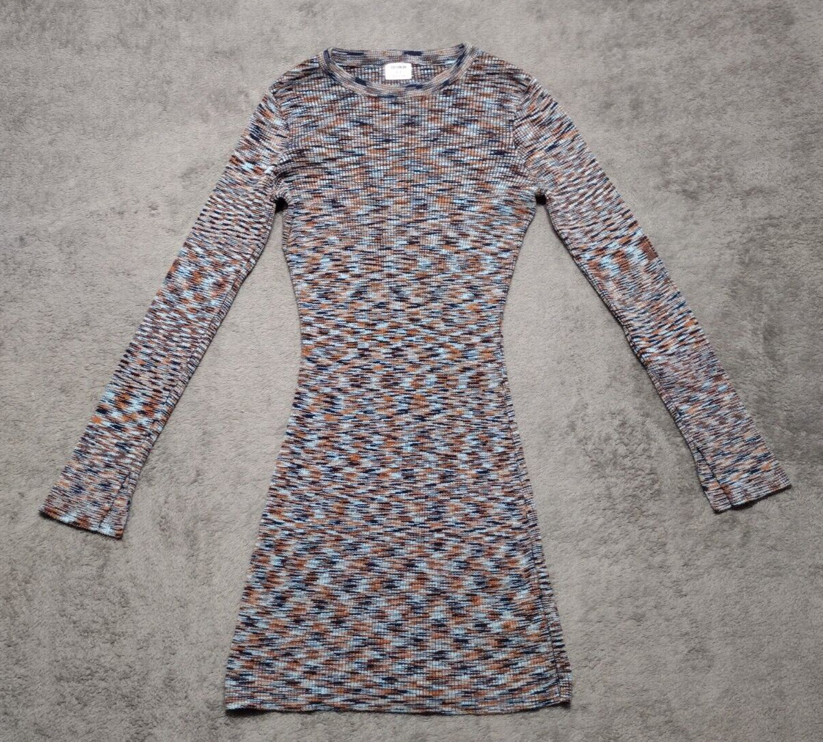Cotton:On Bodycon Dress Womens Small Turquise Orange Long Sleeve Viscose Blend