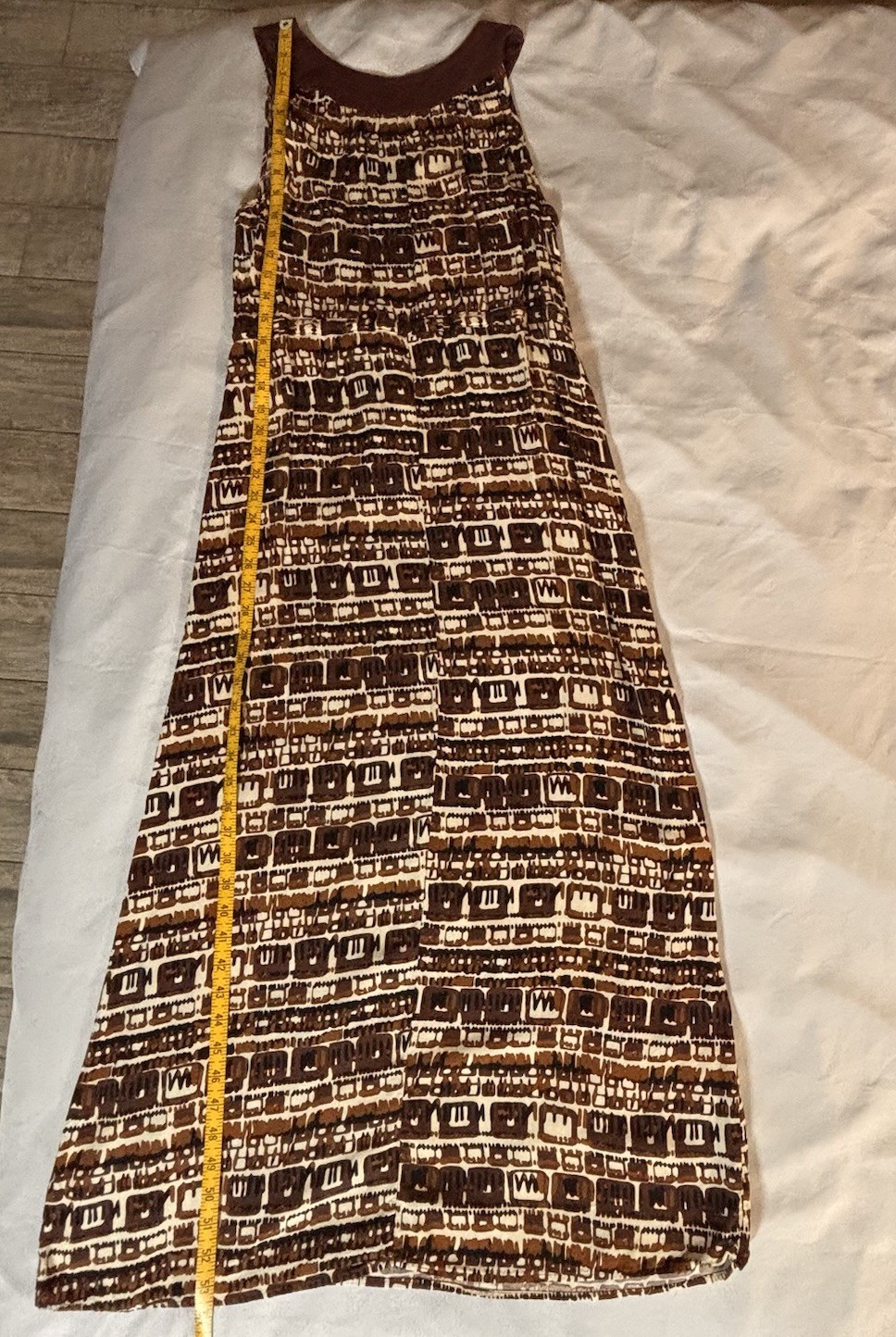 Elementz Petite Large Sleeveless Maxi Dress- Brown Geometric Print