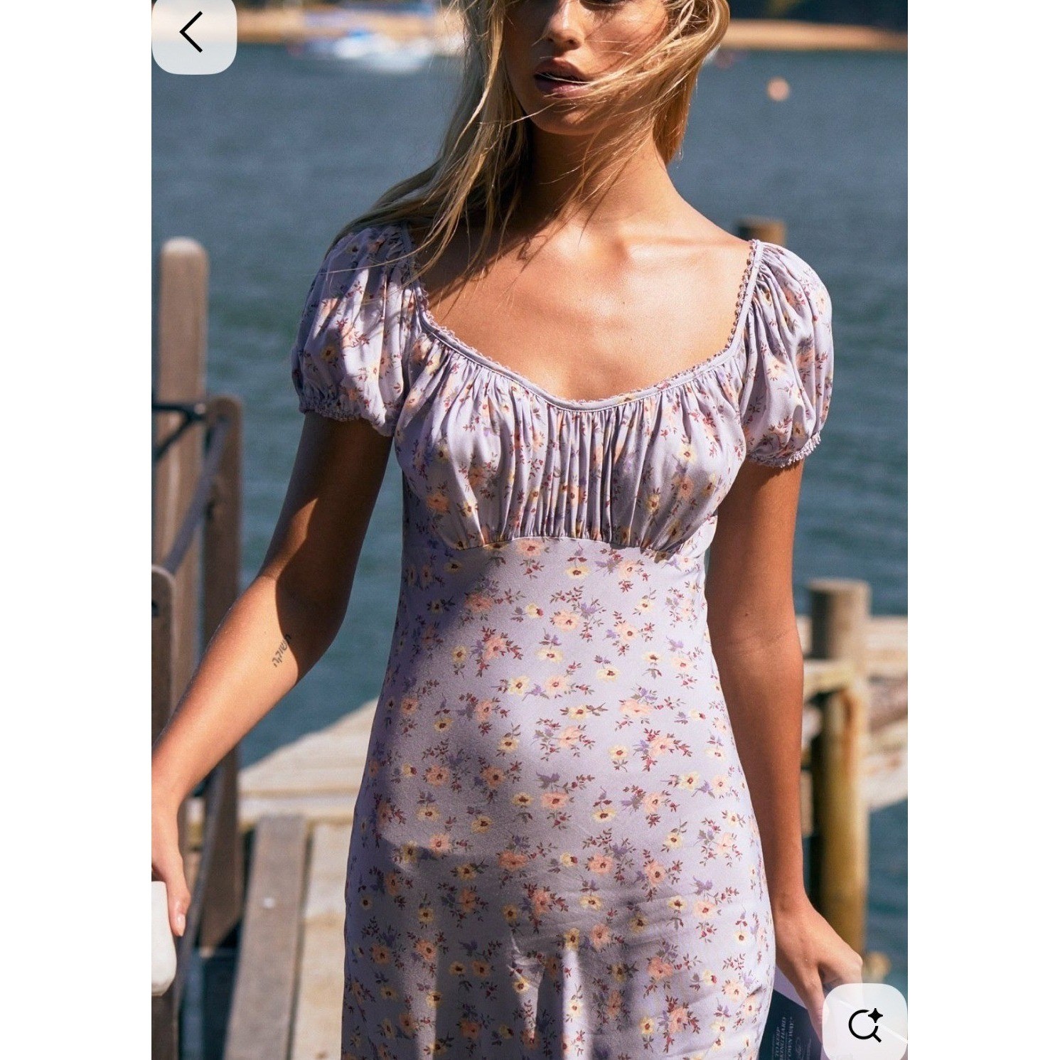 Auguste The Label Mini Dress Size 4 Violet Floral Eloise Penn Milkmaid Cottage