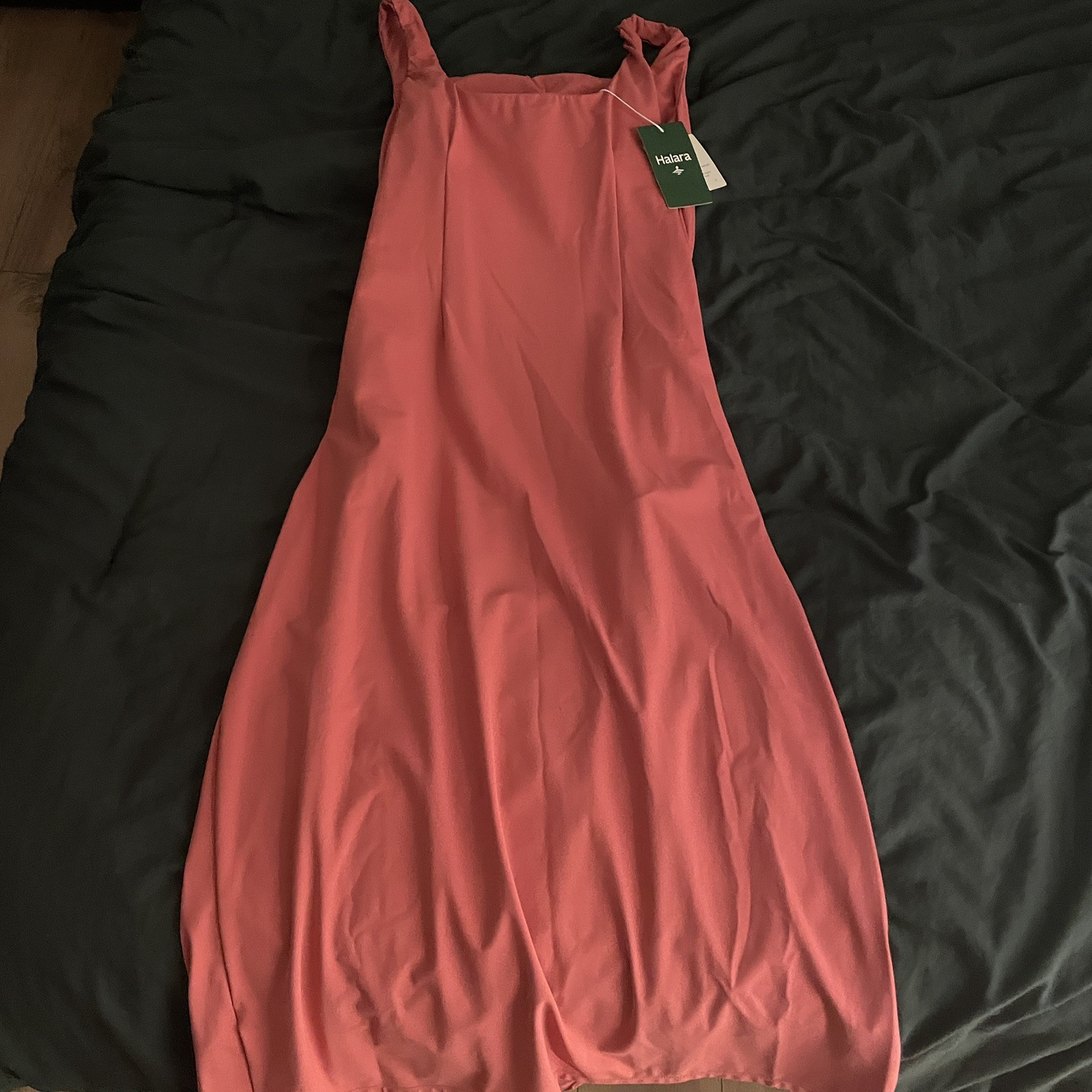 Halara Softlyzero Airy Square Neck Backless Corset Bodycon Midi Pink Dress