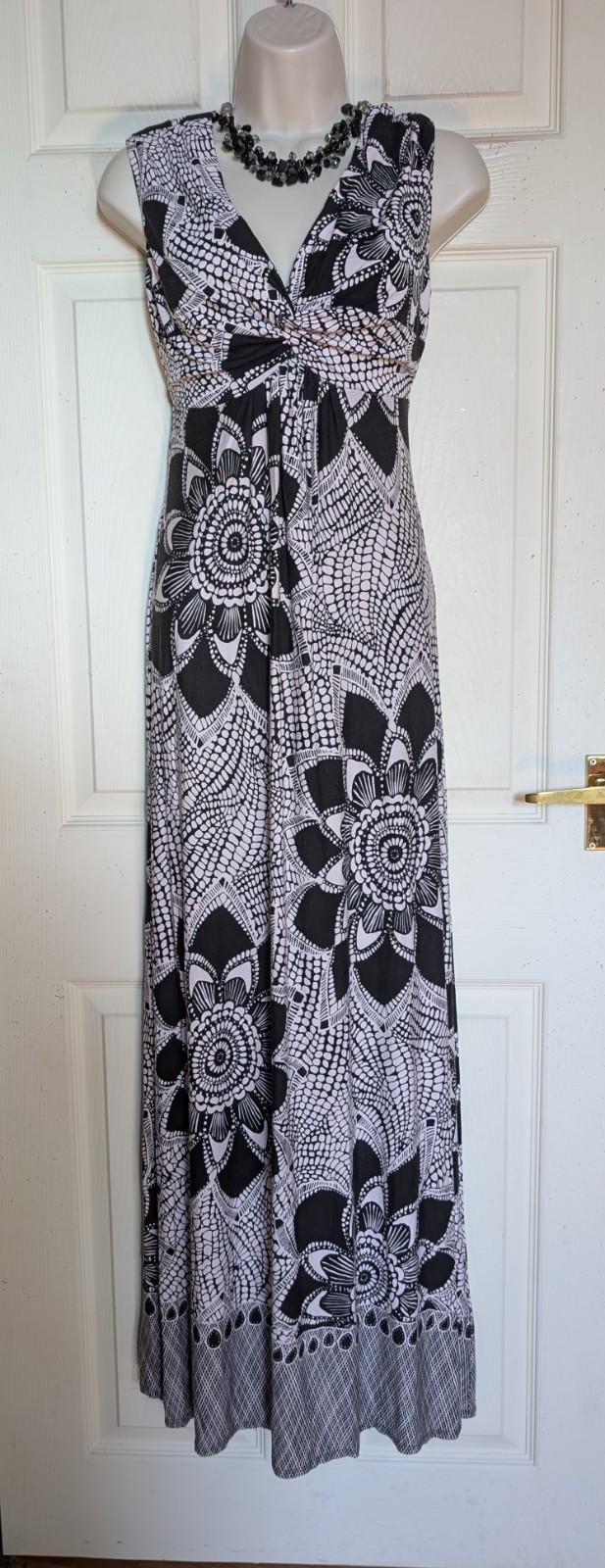 Per Una soft feel stretch fabric boho long maxi dress sz 12 check description