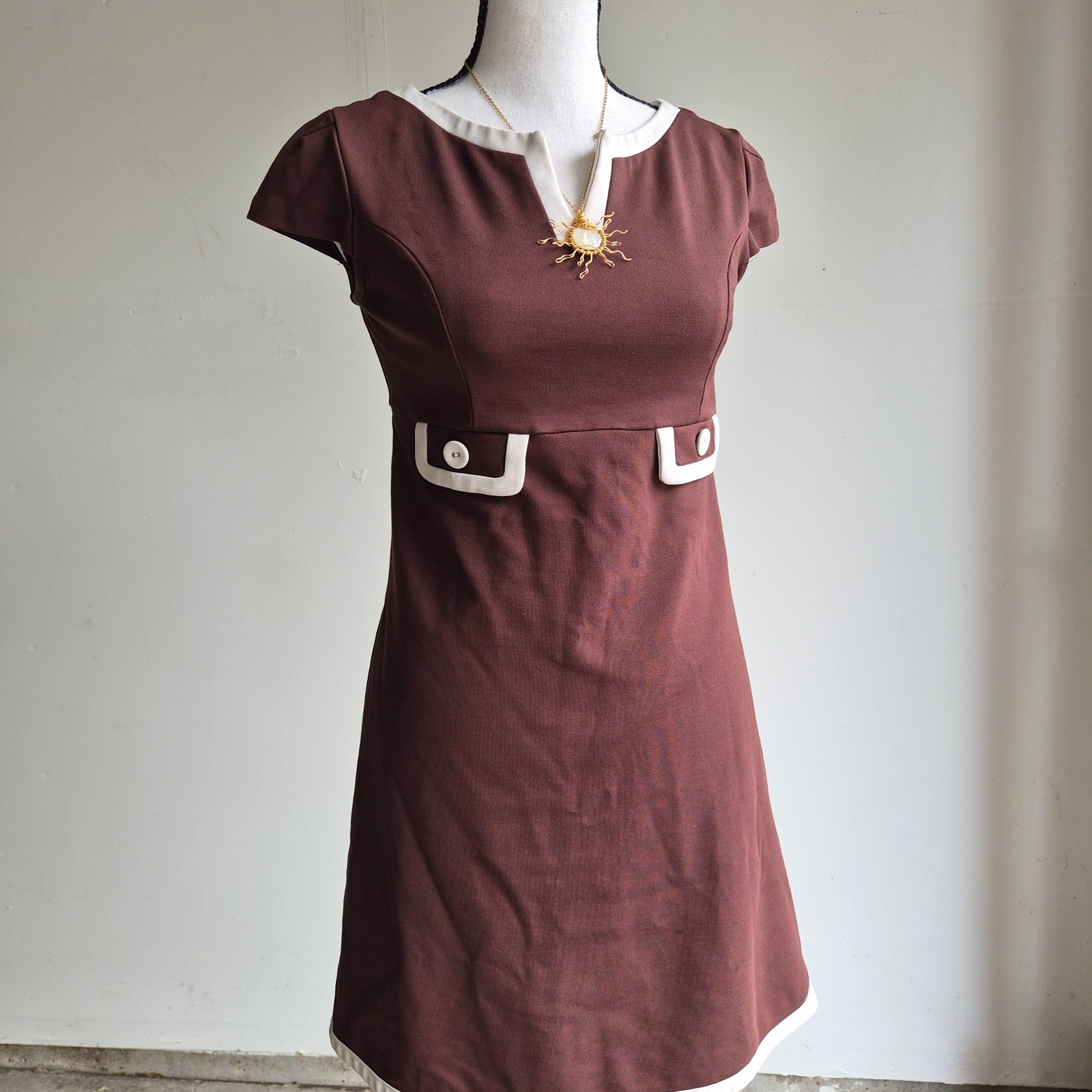 Lilly Pulitzer Cleary Mod Shift Dress Womens 0 Retro Preppy Brown Dark Academia