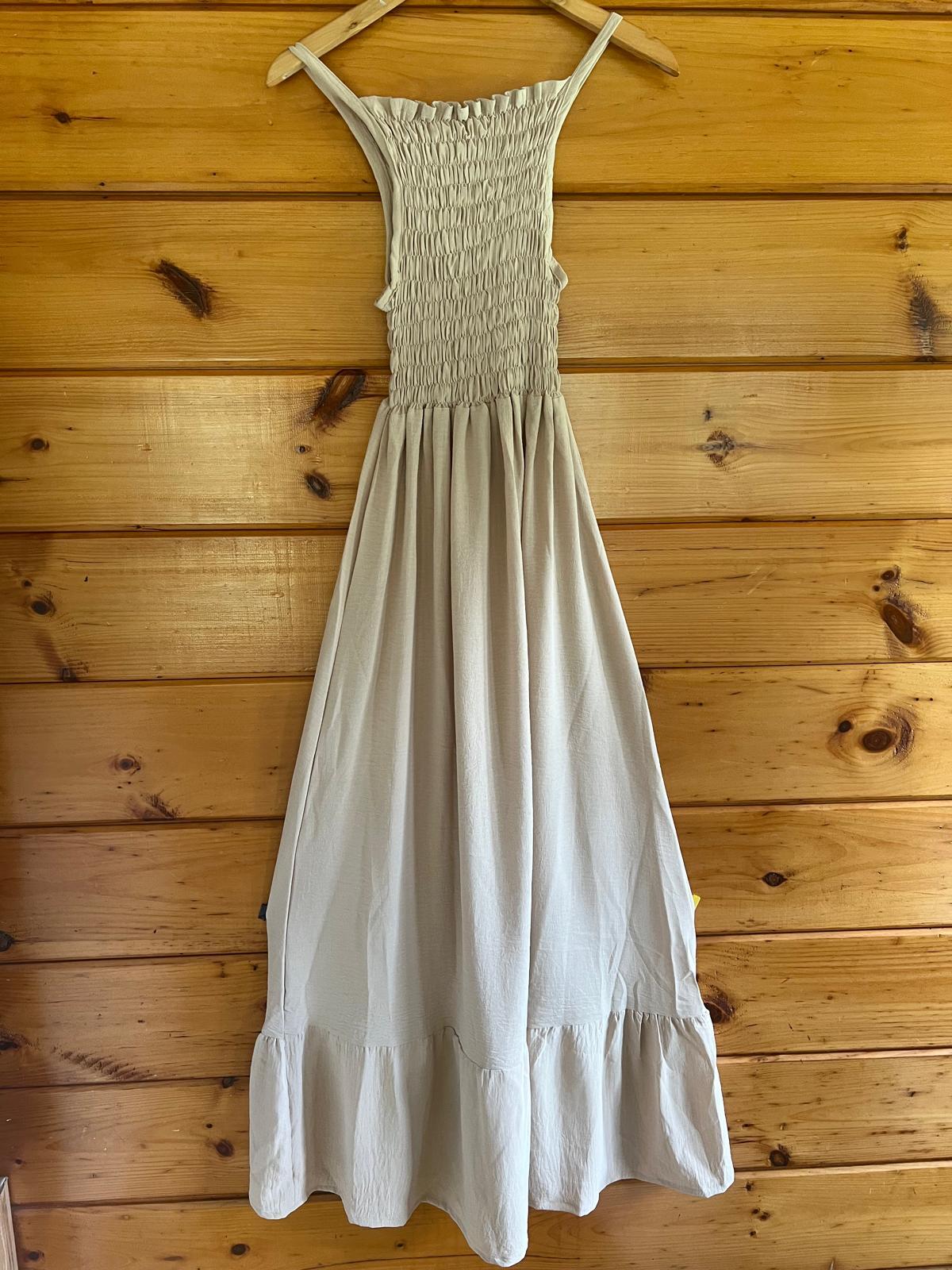 Womens Spaghetti Strap Smocked Tiered Long Beach Sun Dress Free Size S – L
