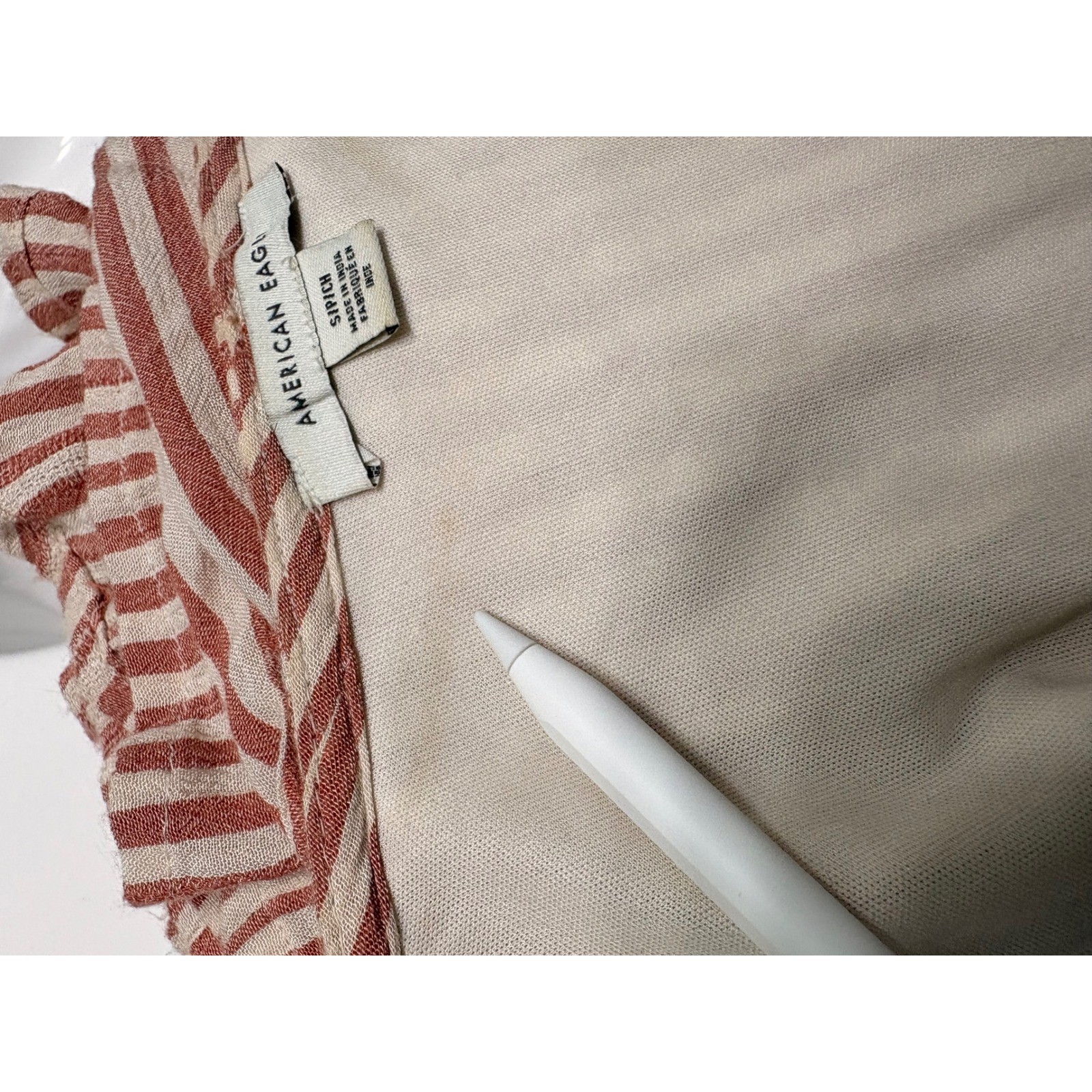 American Eagle Pink White Striped Maxi Dress Button Front Tie Waist Small