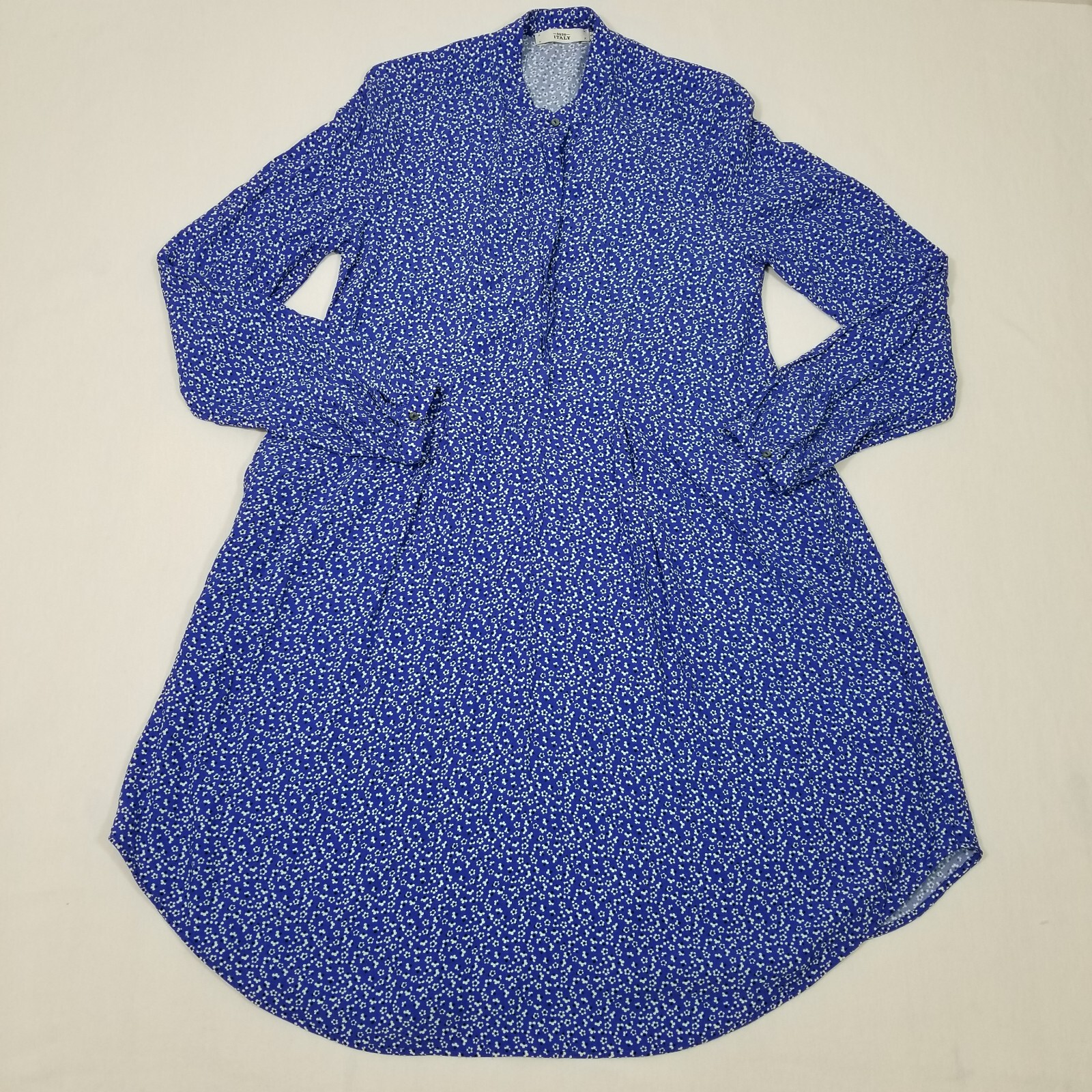 0039 Italy Dress Womens Size S Blue Side Pockets.