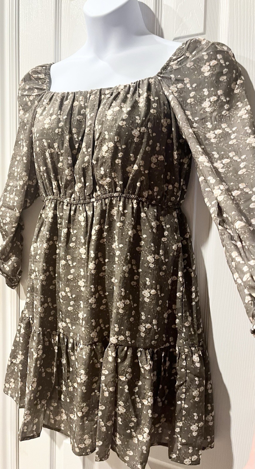 And Now This Trendy Plus Size Peasant Mini Dress – 1X – Oregano- NWT -$54 Retail