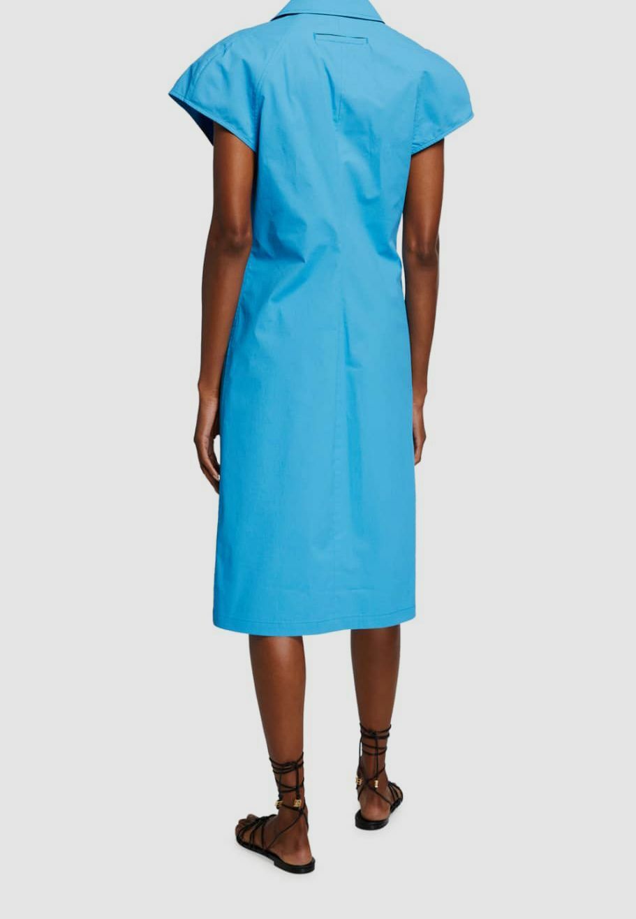 $1850 Bottega Veneta Women’s Solid Blue Short Sleeve Shirtdress Size IT 40/US 4