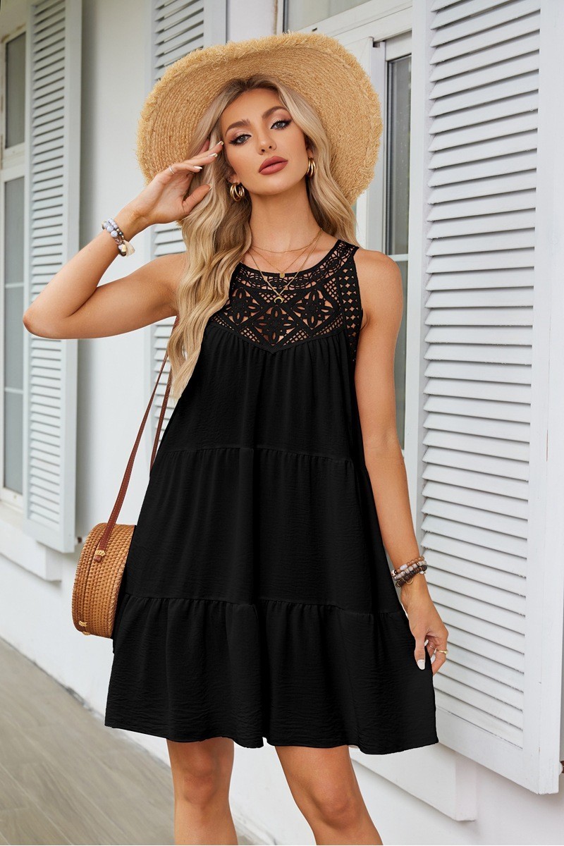 Halter Neck A line DRESS Sleeveless Lacr Crochet SUNMER BEACH SUNDRESS S-XXL