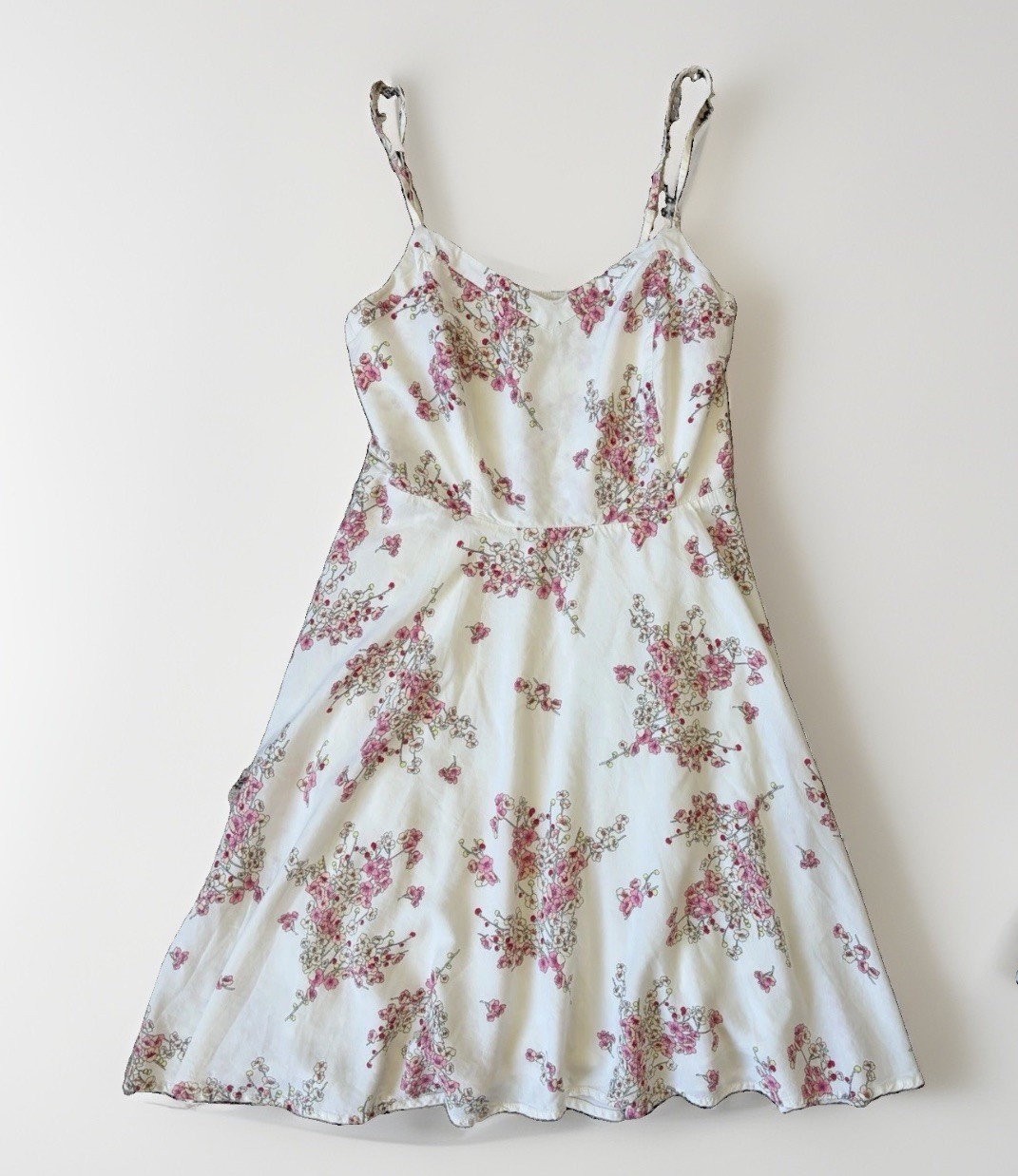 Cottage-core Women’s Small Pink Floral Cami Dress Smocked Back Sundress