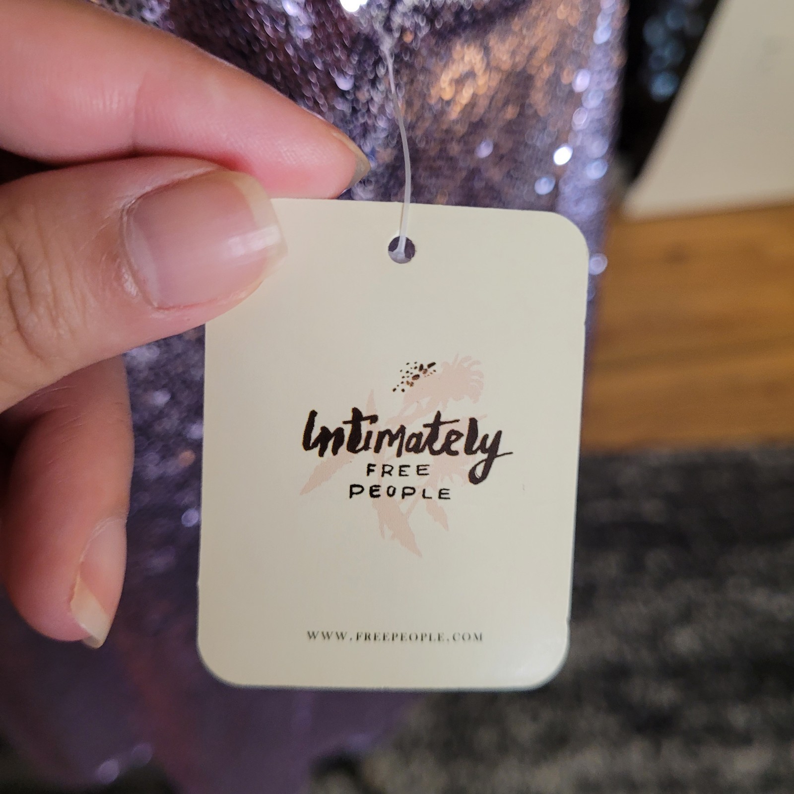 Free People Intimately Time To Shine Sequin Purple Mini Slip Dress Size Medium
