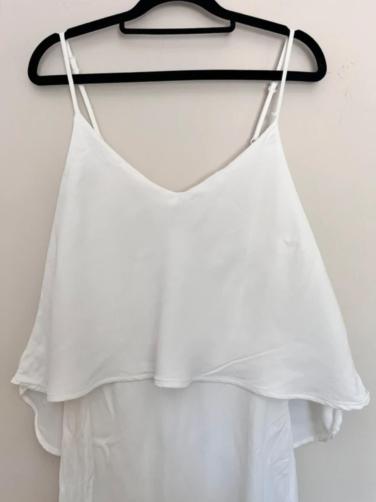 Finery White Layered Viscose Slip Midi Dress – Size UK 14