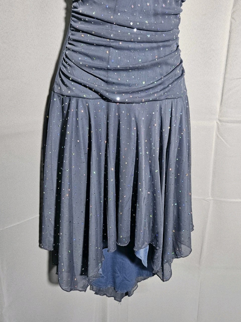 Jodi Kristopher Y2K Whimsy Babydoll Fairy Asymmetric Gray Sparkle Rouch Mini M