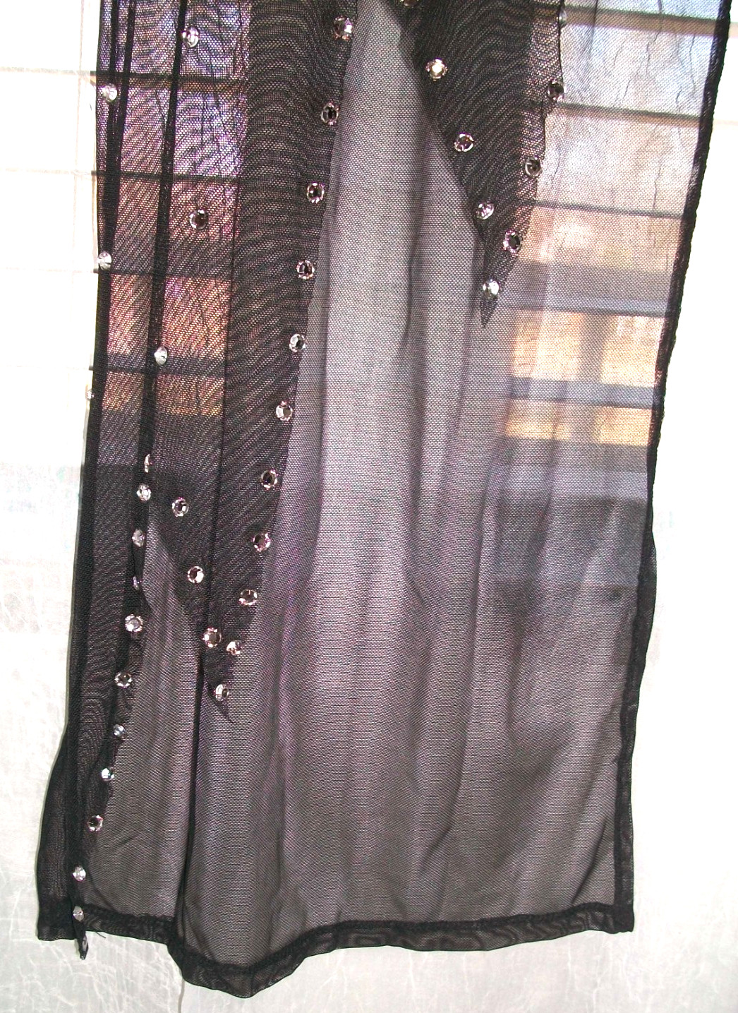 ROMA HOLLYWOOD S/M SHEER STRETCH BLACK NET RHINESTONE PARTY HALTER DRESS