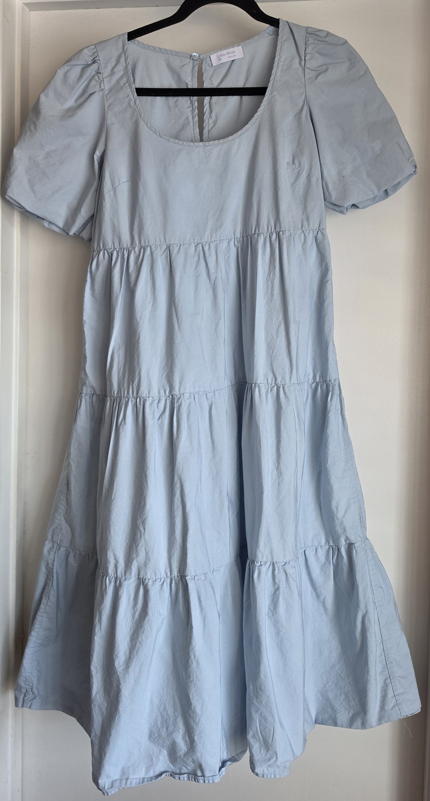 Little Moon Maxi Dress XS Casual Blue 100% Organic Cotton Short Sleeve Sundress