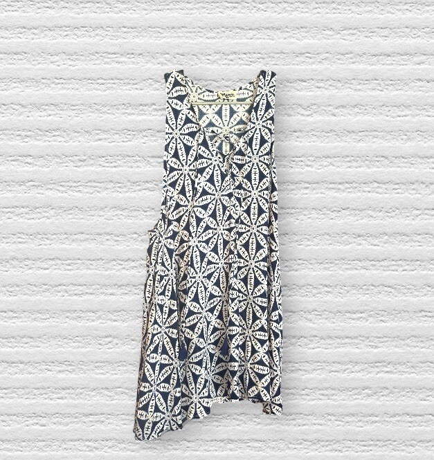Show Me Your Mumu Rancho Mirage Lace Up Dress Blue White Mini Beach Dress Size M