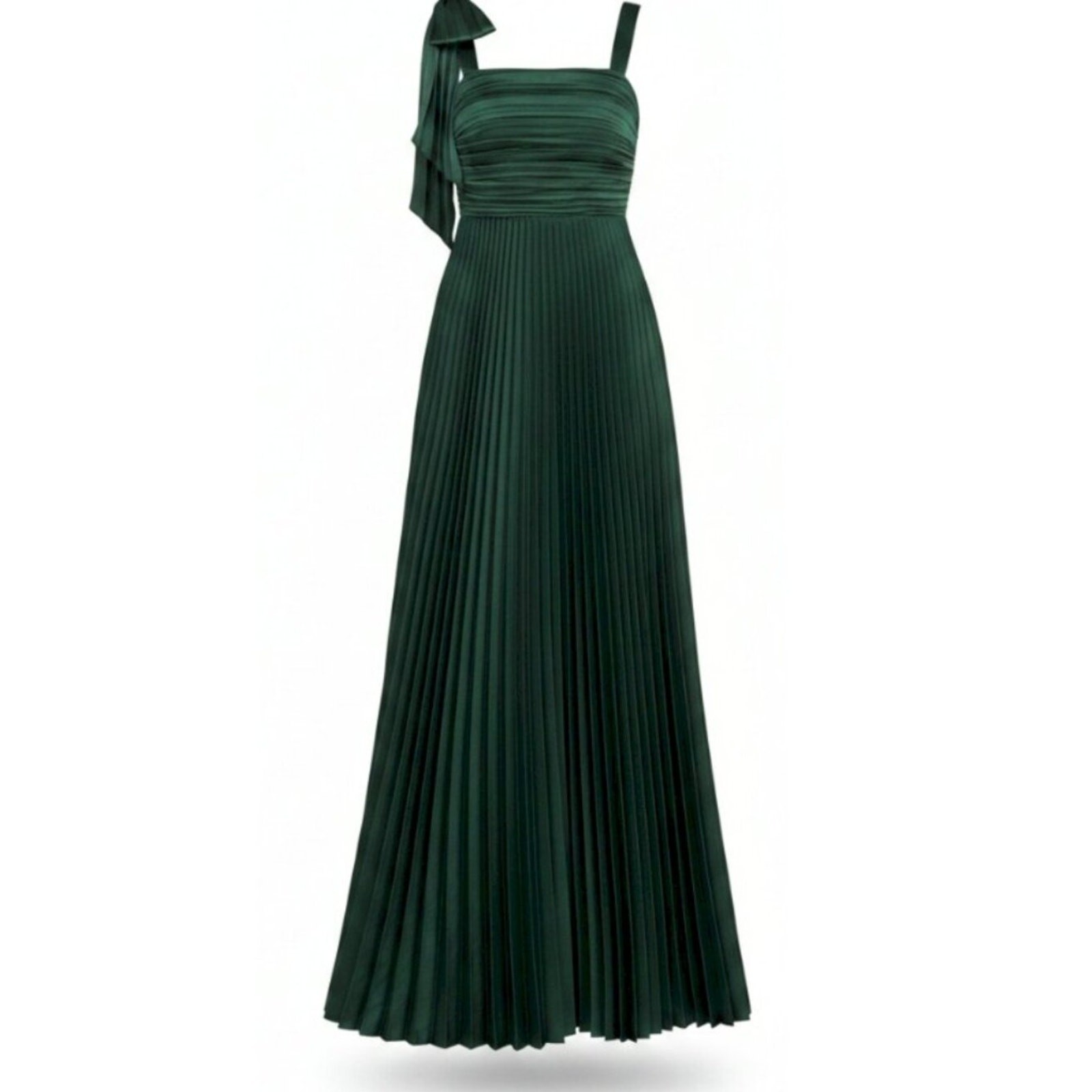 Lulus Gorgeous Purpose Emerald Green Pleated Bow Maxi Dress Size Medium NWT