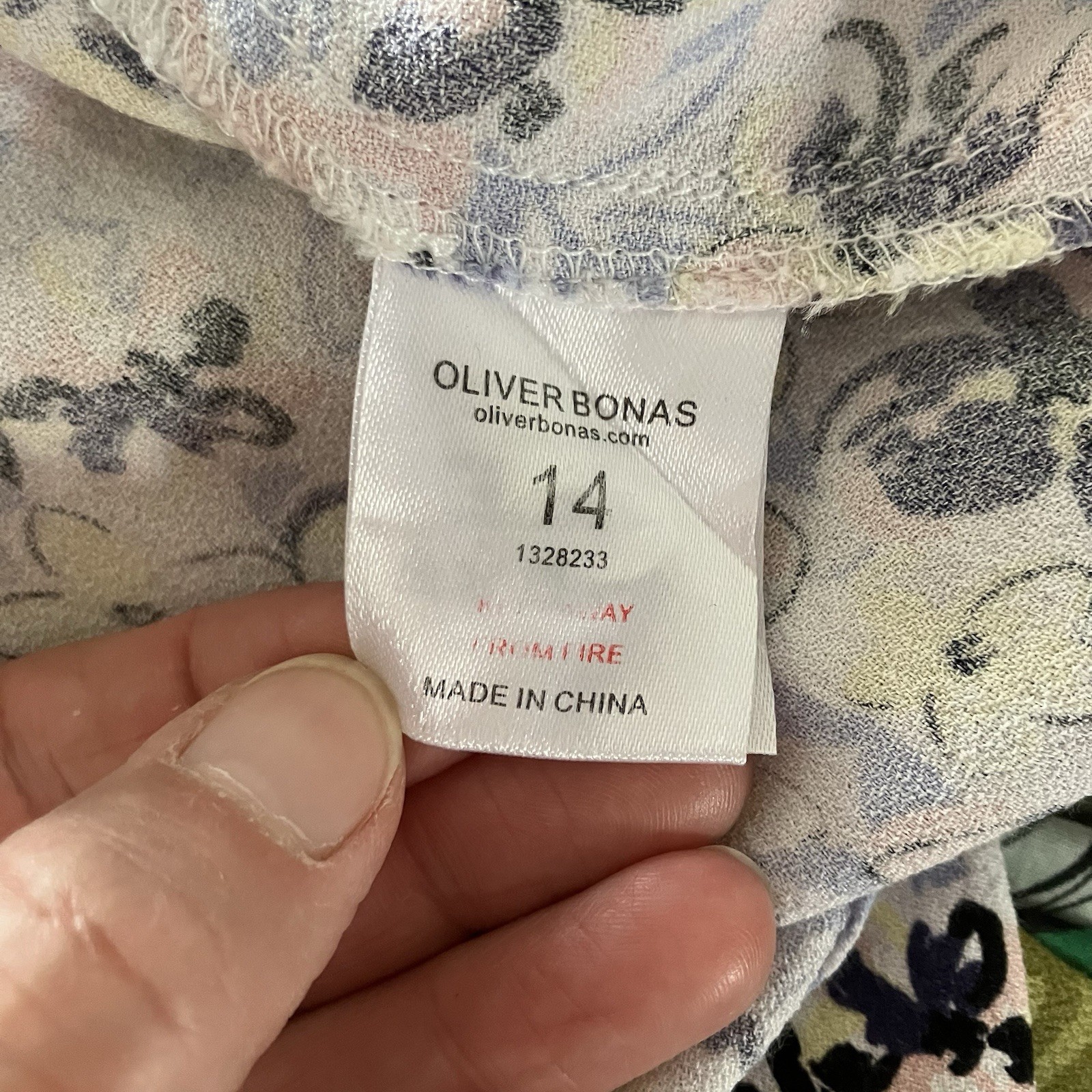 Oliver Bonas Pastel Floral Viscose Midi Dress (UK 14) VGC