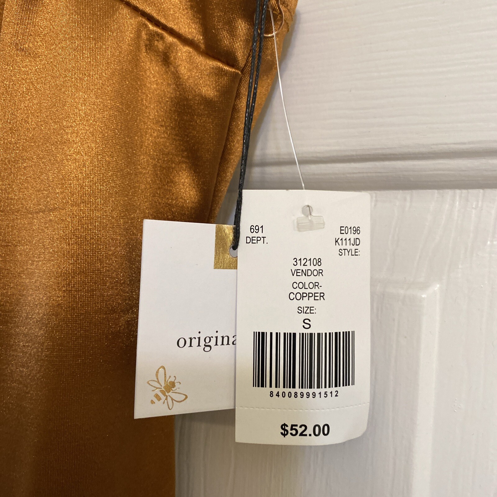 Junior Originality Copper Slip Dress Polyester Spandex NWT Reg.$52 Sz Small