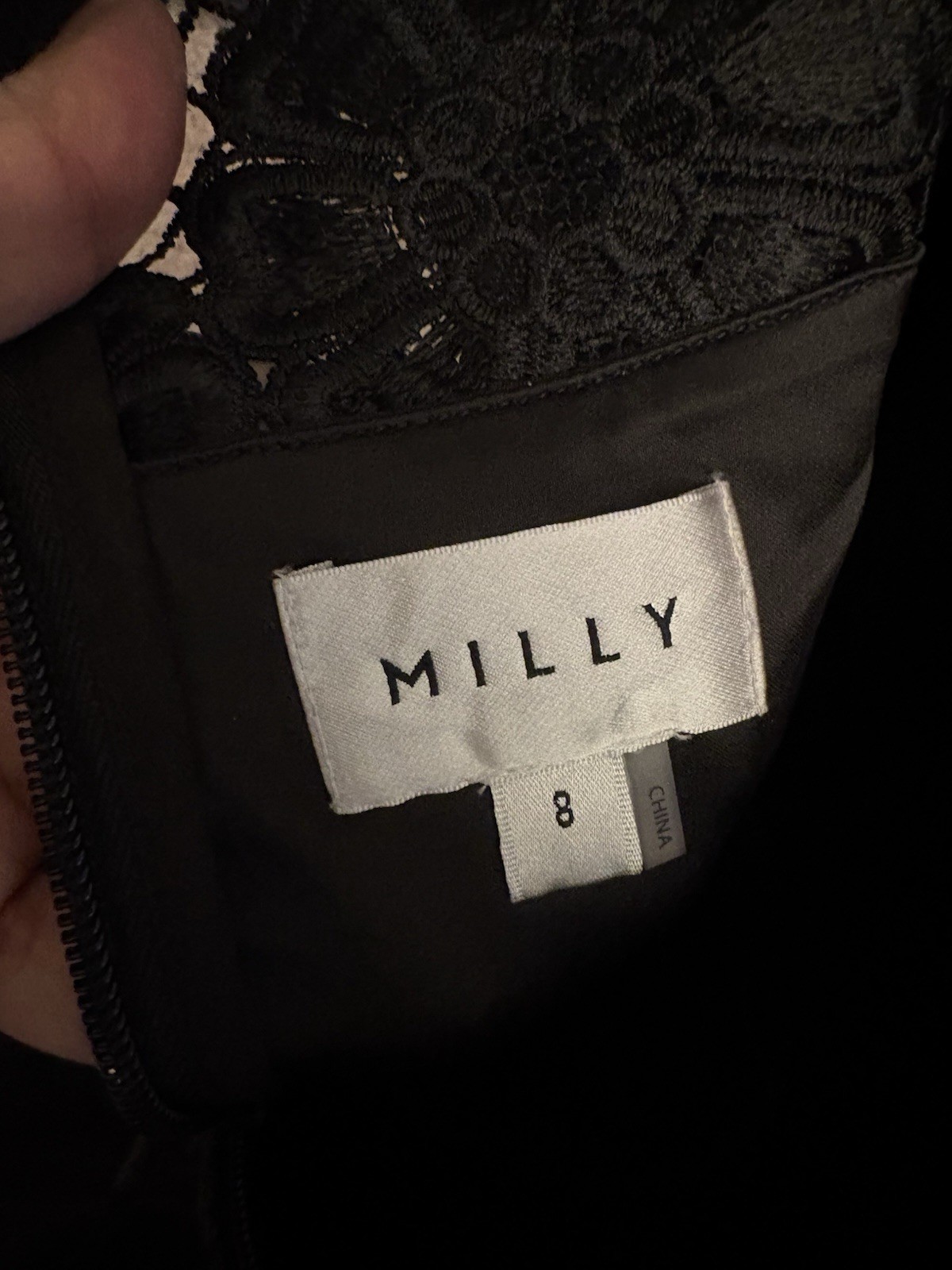 Milly Lace Black Mini Knee Length Yasmin Dress Daisy EUC 8 Medium