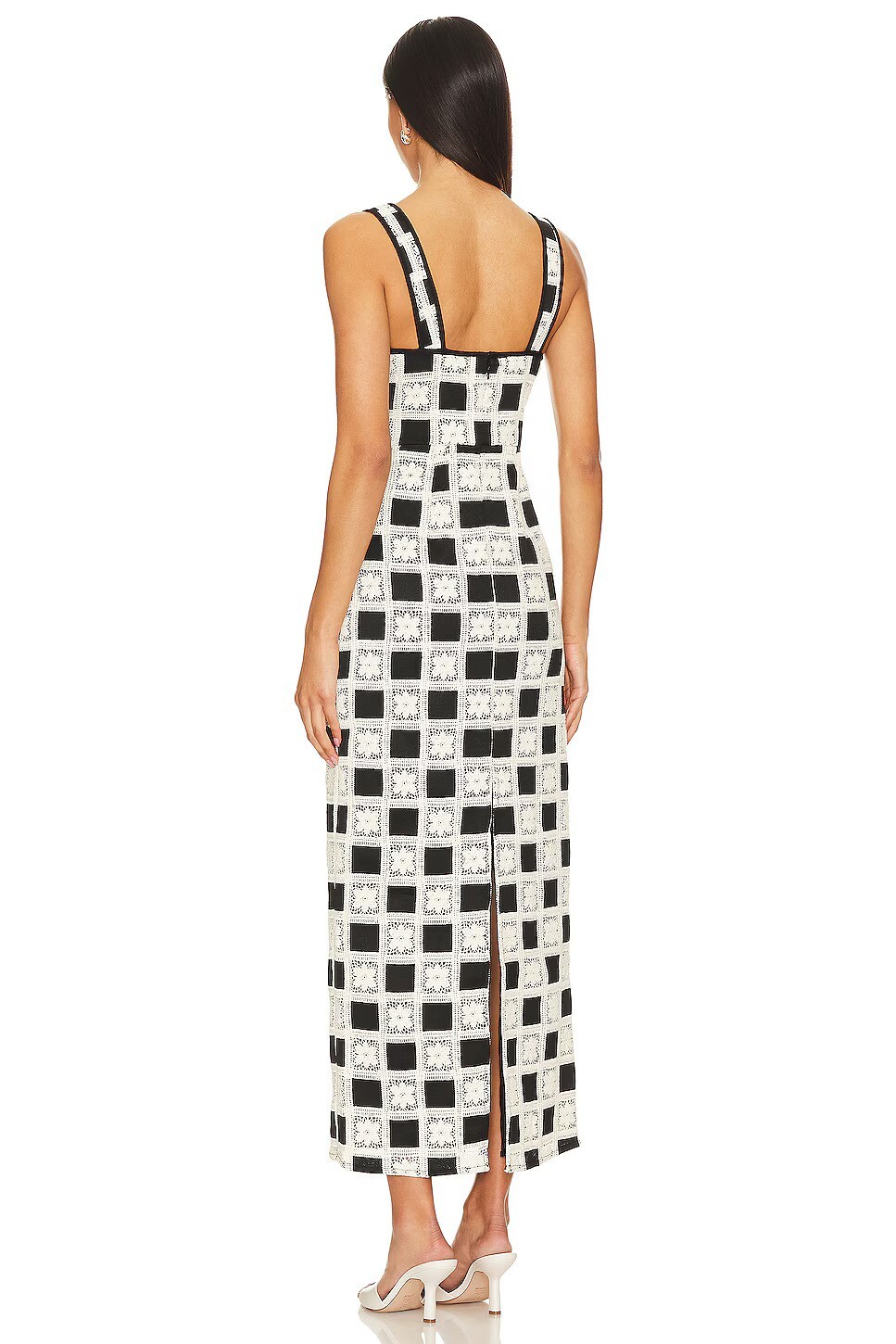 NEW NWT $238 TULAROSA “Anna” black white patchwork maxi dress – sz XXS