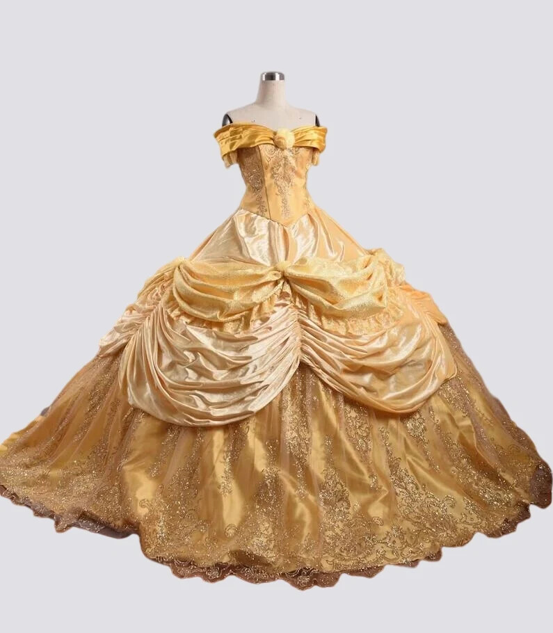 Sparkly Belle Princess Quinceanera Dresses Beauty and the Beast Inspired Cosplay