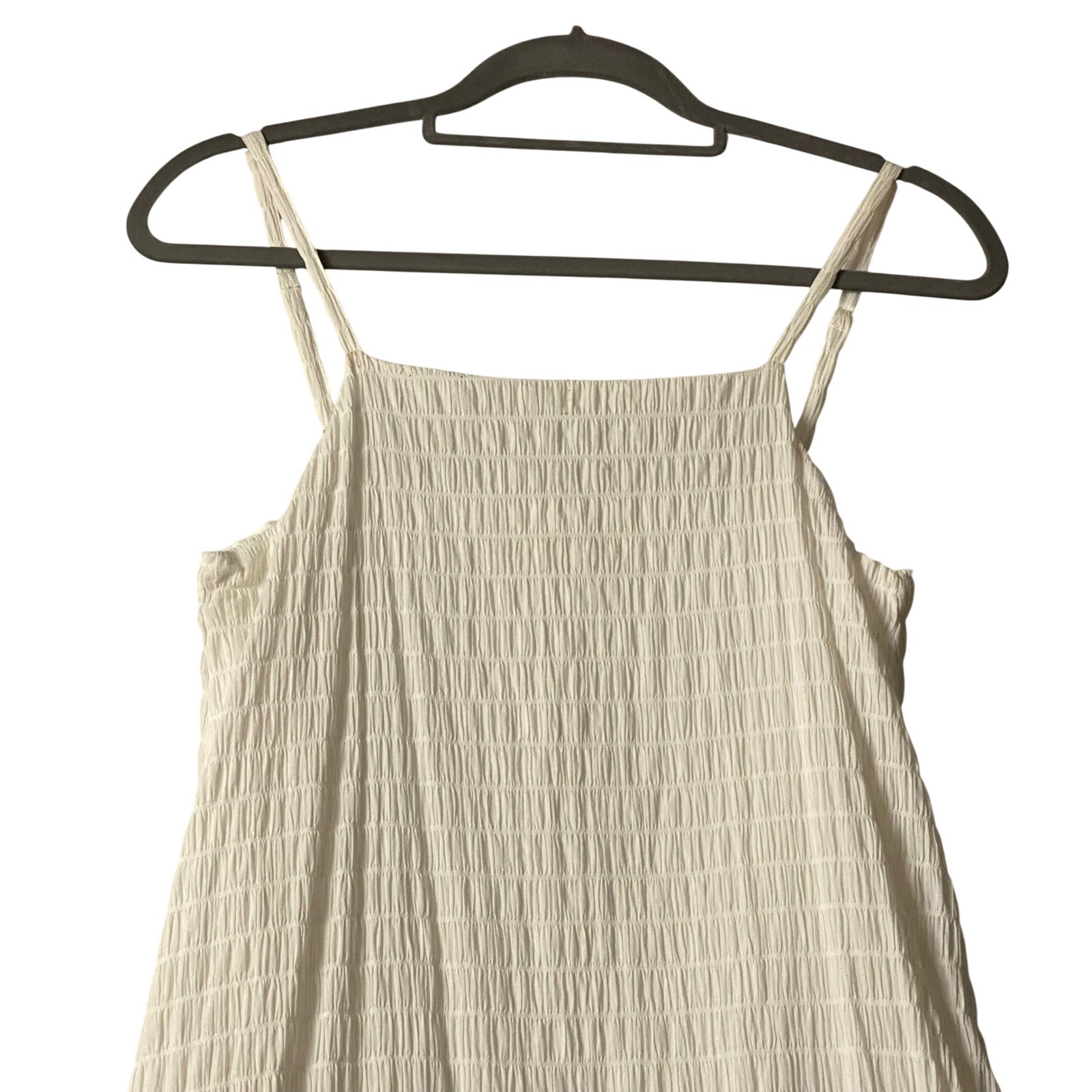 Grade & Gather White Textured Cotton Maxi Dress Small 60496WS Spaghetti Strap