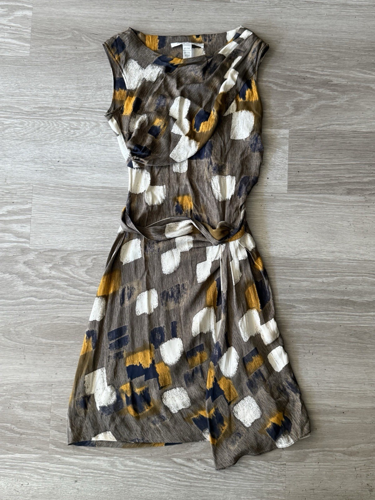 Diane von Furstenberg Women’s Geometric Print Silk Dress Size 8 UK US 4 Brown