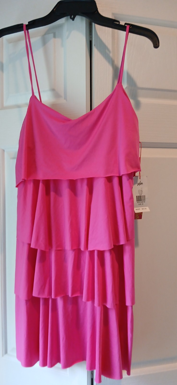 Sofía Vergara Hot Pink Ruffles Tank Dress Mini M beach dress or top