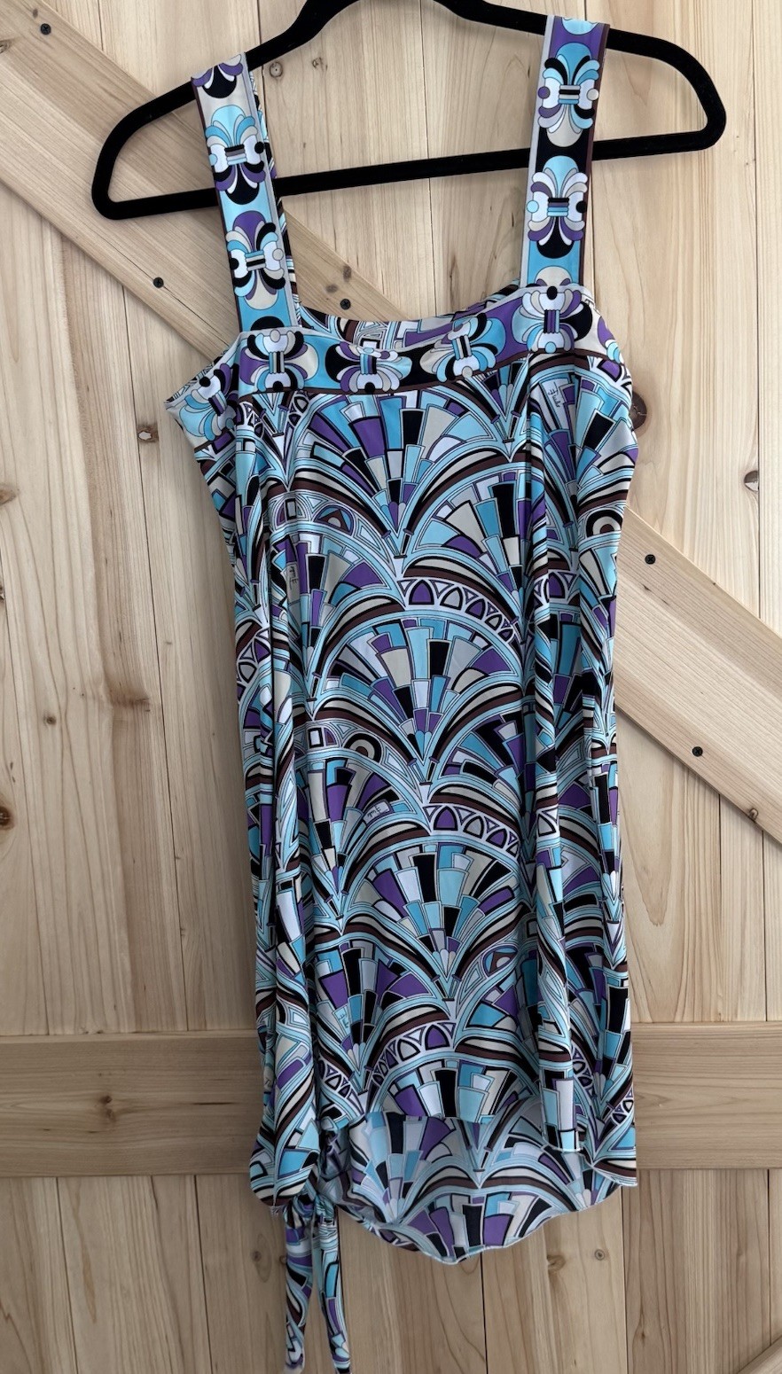 Emilio Pucci Blue Geometric Print Dress Sz L *See Photos No Tag*Straps Altered*