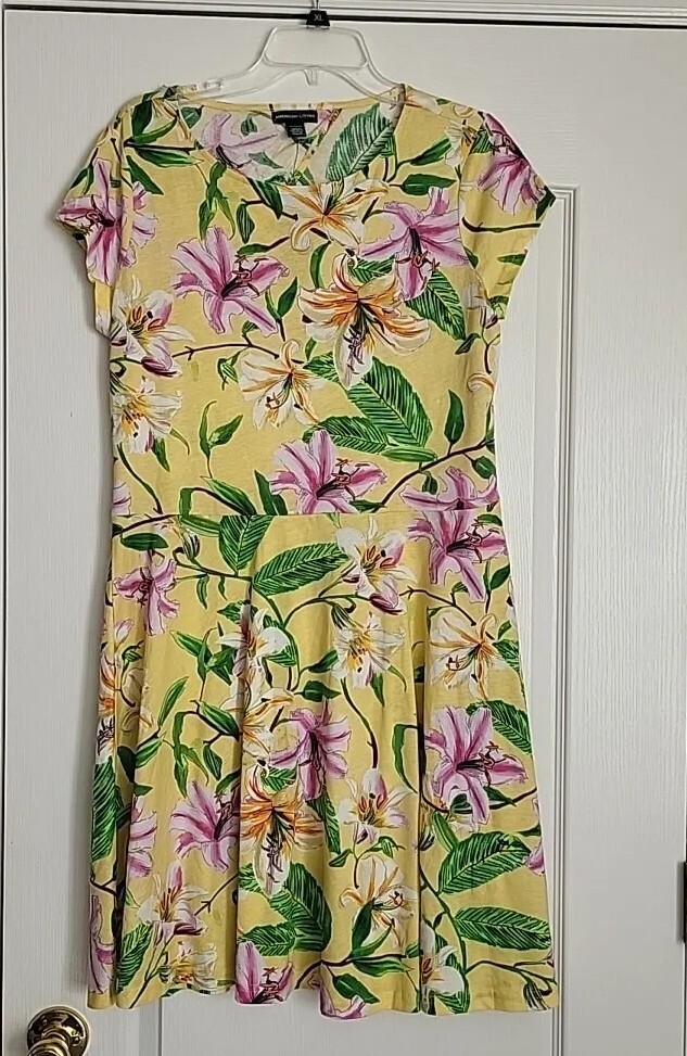 NWT American Living Floral Dress Back Opening XL Cap Sleeves Knee Length