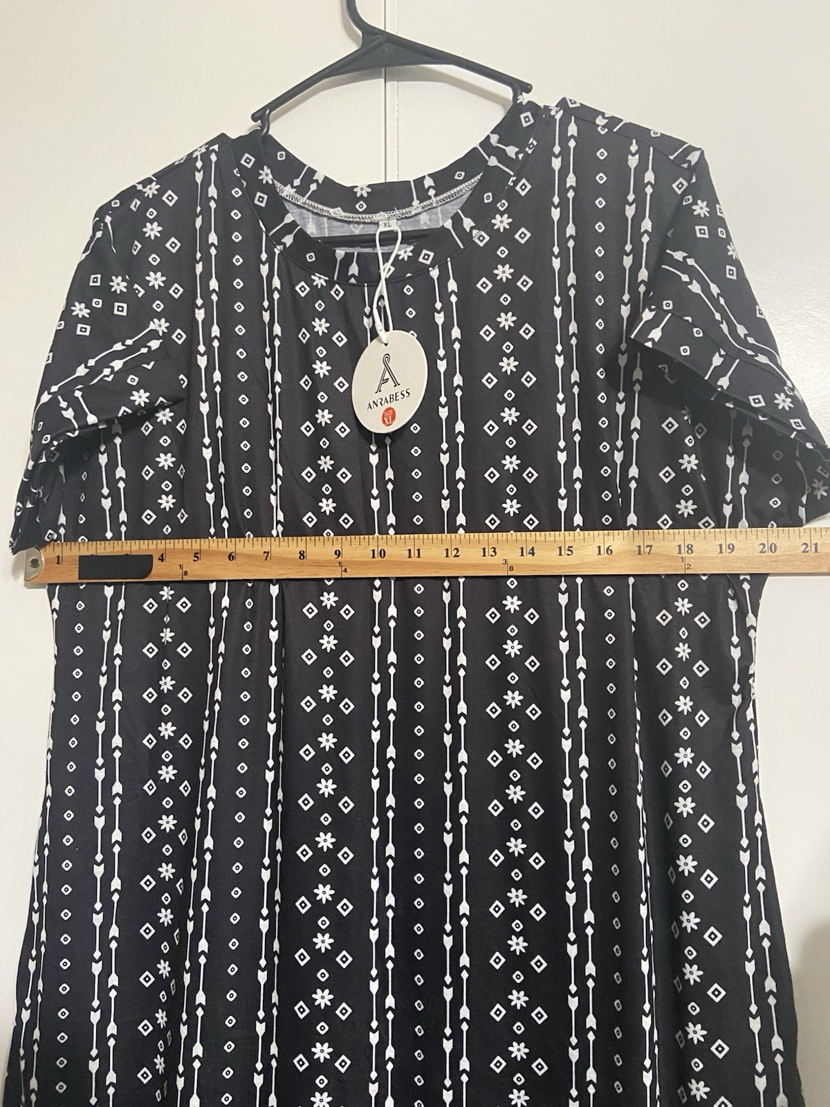 Anrabess Women’s Size XL Maxi Side Split Casual Loose T-Shirt Dress in Black