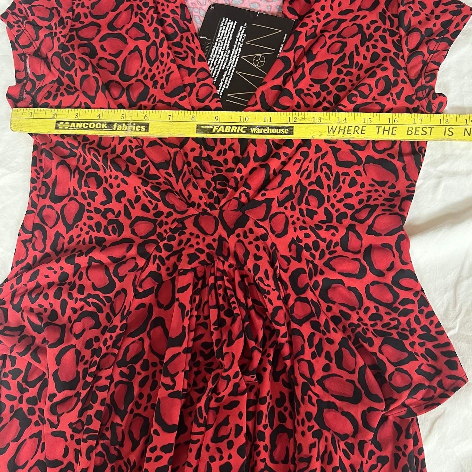 IMAN XL Red Black Leopard Animal Print High Low Maxi Faux Wrap Dress Exotic NWT
