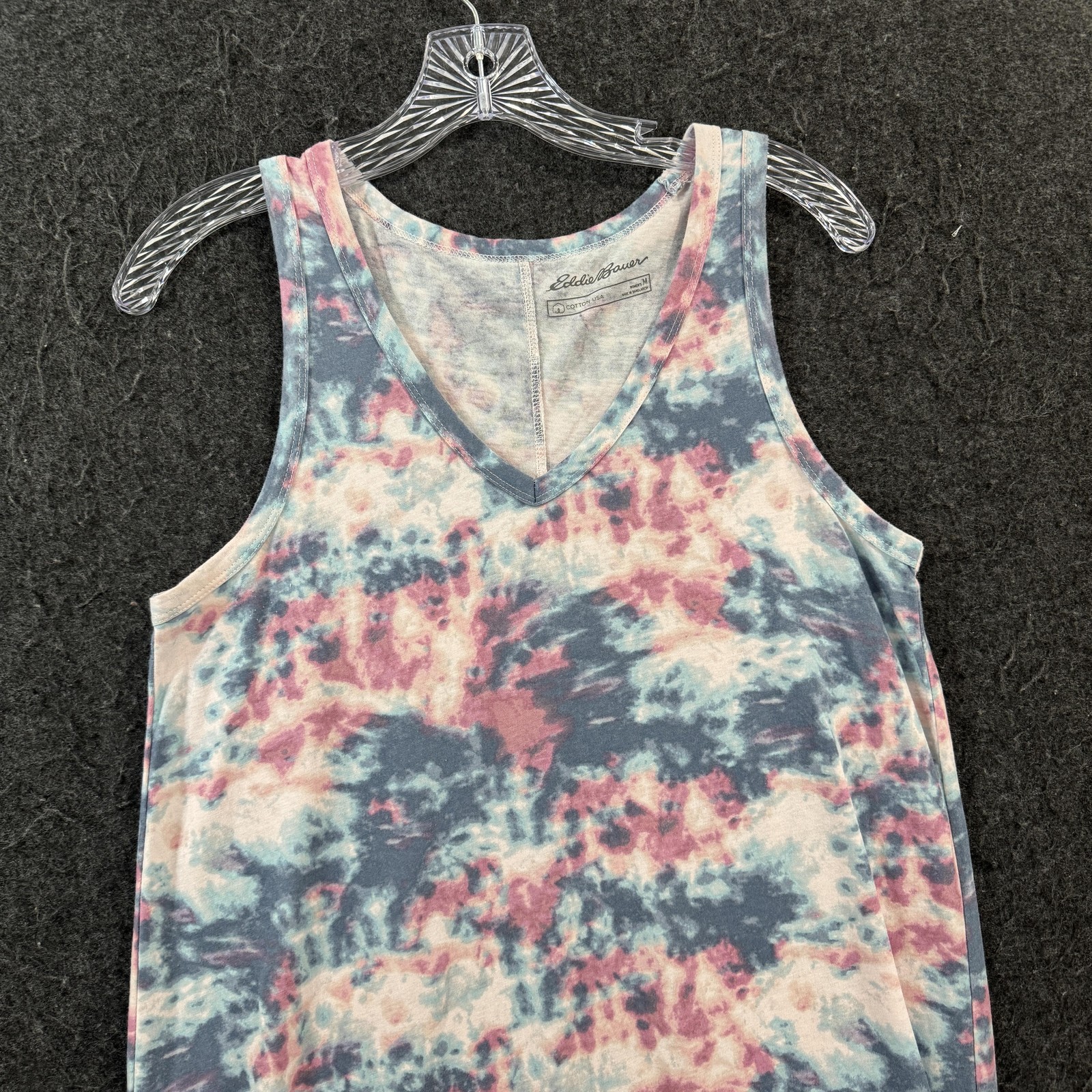 Eddie Bauer Dress Women’s Medium Multicolor Tie Dye Tank Midi Cotton Jersey